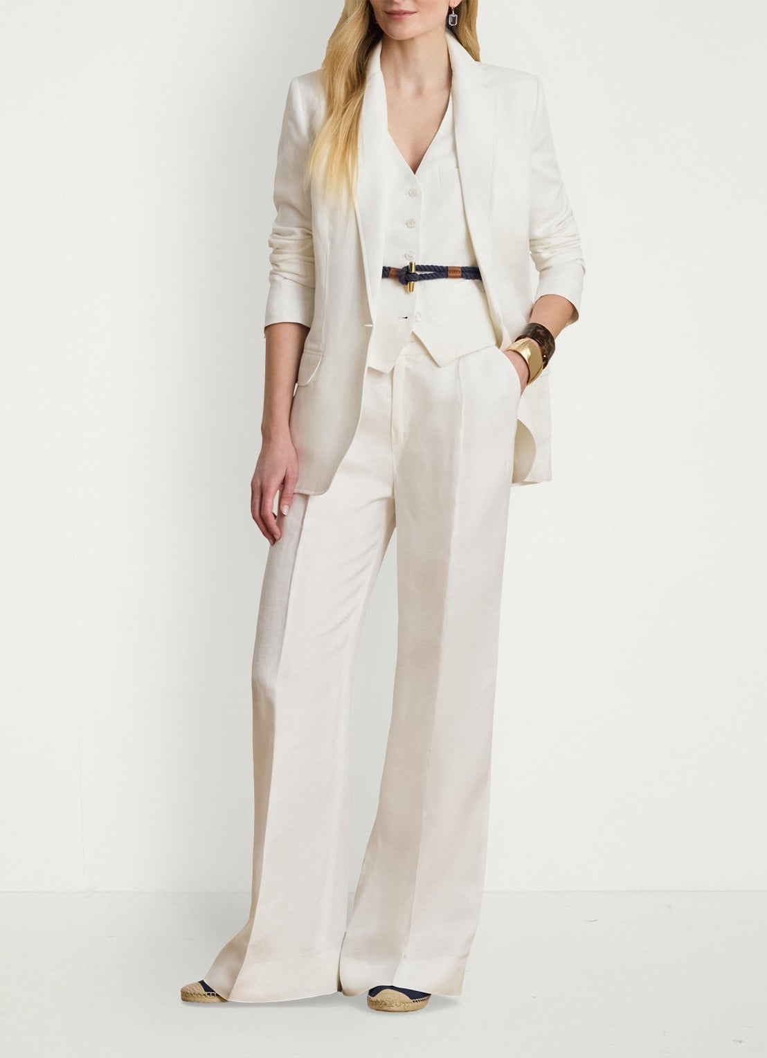 Ralph Lauren Blazer in linnenblend met klepzakken - voorkant 2 wit