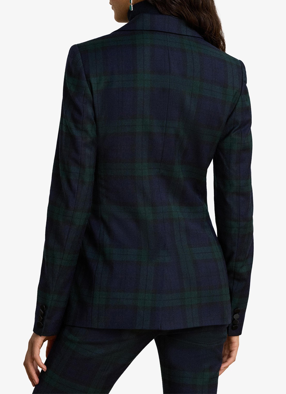 Ralph Lauren Blazer in wolblend met ruitdessin - achterkant black/green multi / zwart/groen