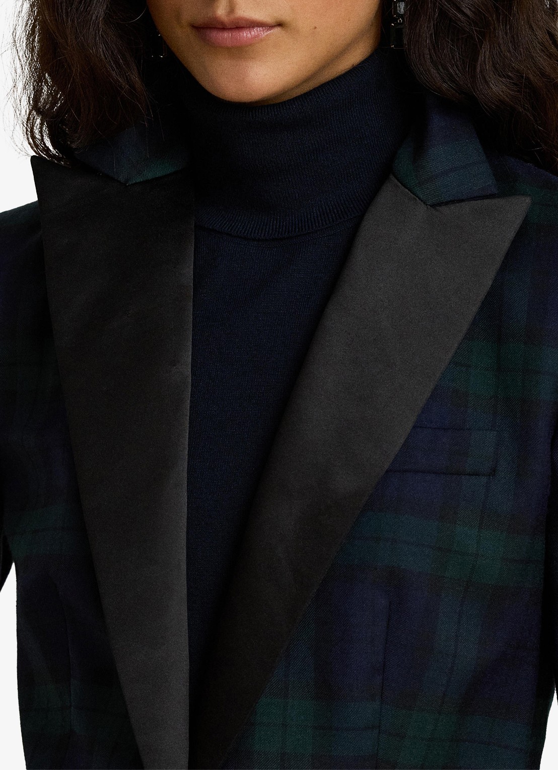 Ralph Lauren Blazer in wolblend met ruitdessin - detail 5 black/green multi / zwart/groen