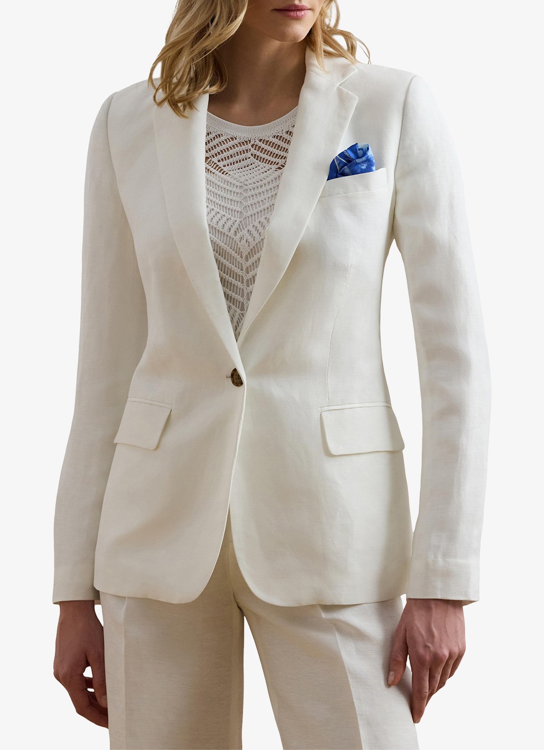 Ralph Lauren Blazer met klepzakken - detail wit