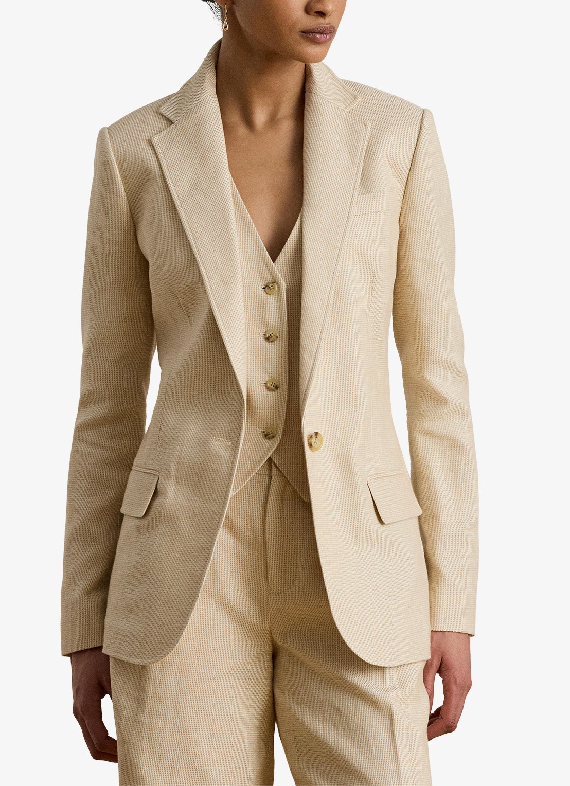 Ralph Lauren Blazer met klepzakken - detail tan/cream / crème