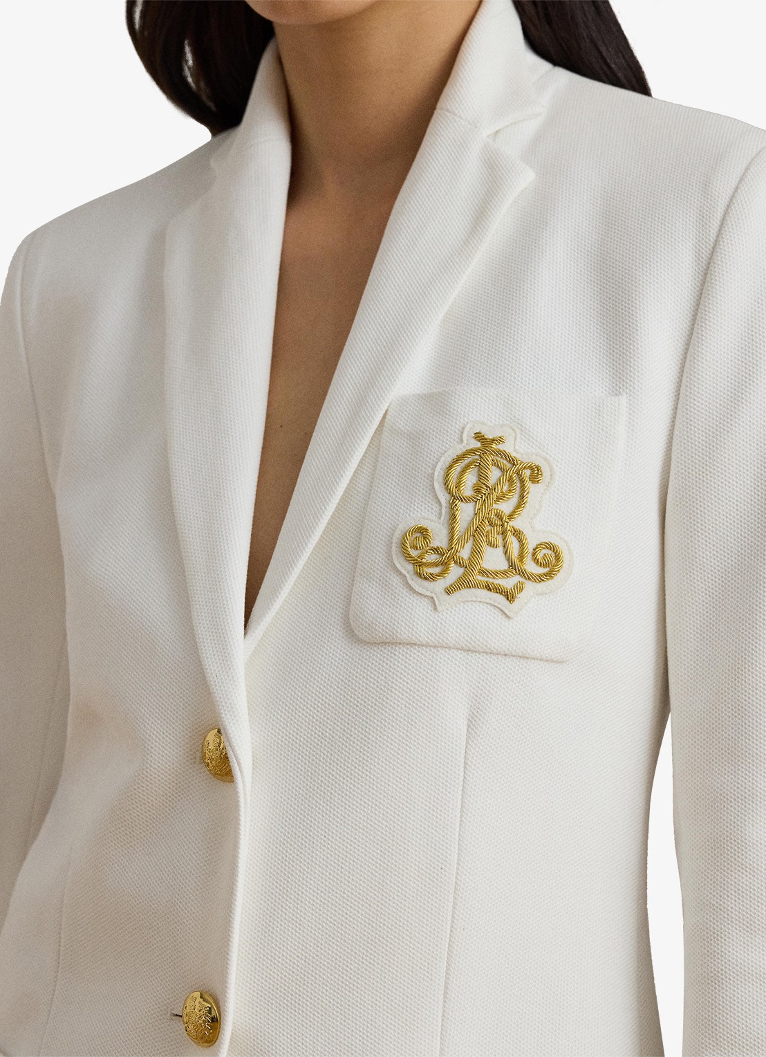Ralph Lauren Blazer met logoborduring en opgestikte zakken - detail 4 wit