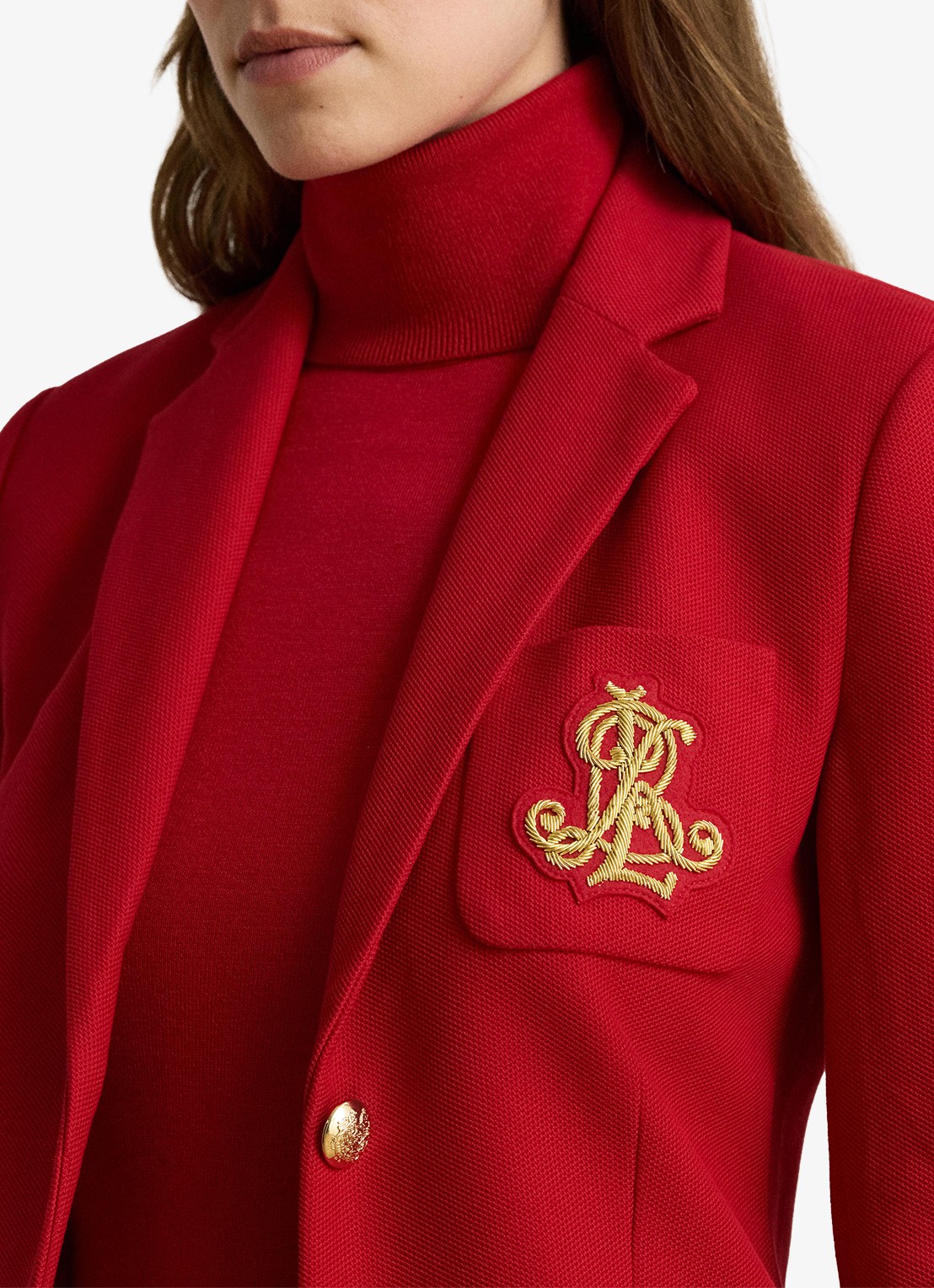 Ralph Lauren Blazer met opgestikte zakken en logoborduring - detail 4 ralph red / rood