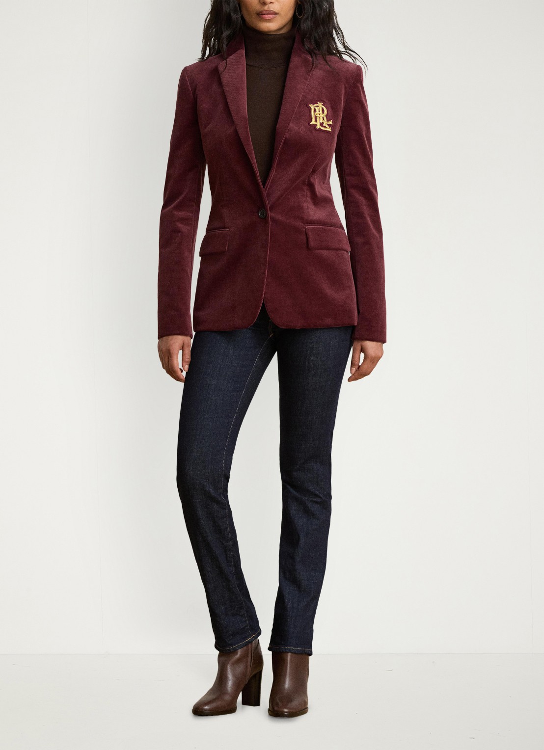 Ralph Lauren Blazer van corduroy met klepzakken en logoborduring - detail dark garnet / bordeauxrood