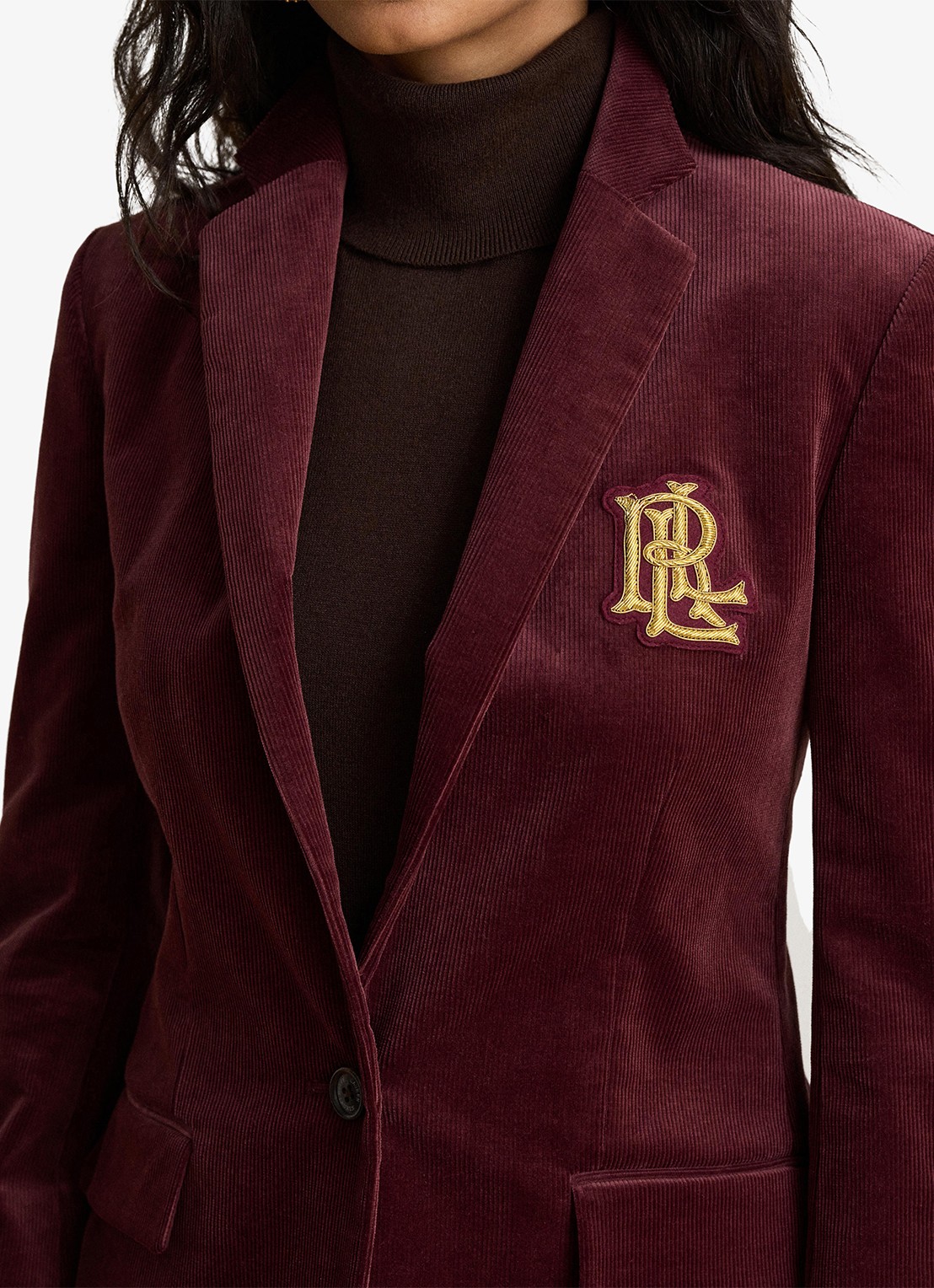 Ralph Lauren Blazer van corduroy met klepzakken en logoborduring - detail 2 dark garnet / bordeauxrood