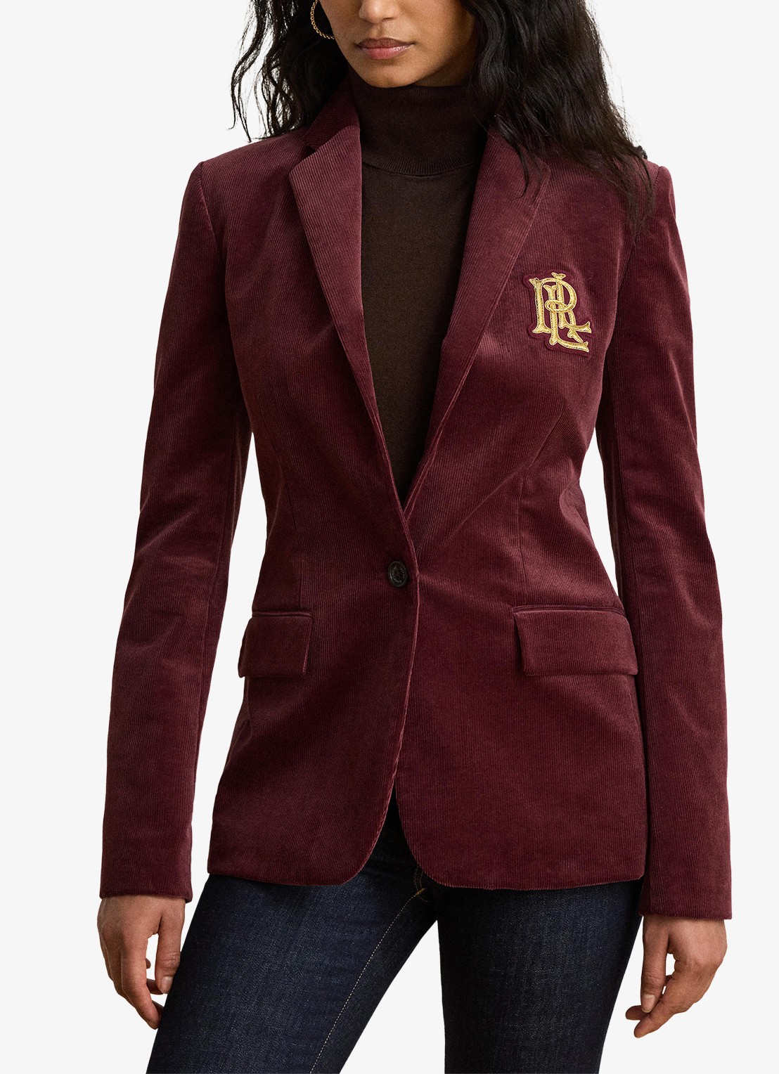 Ralph Lauren Blazer van corduroy met klepzakken en logoborduring - voorkant 5 dark garnet / bordeauxrood