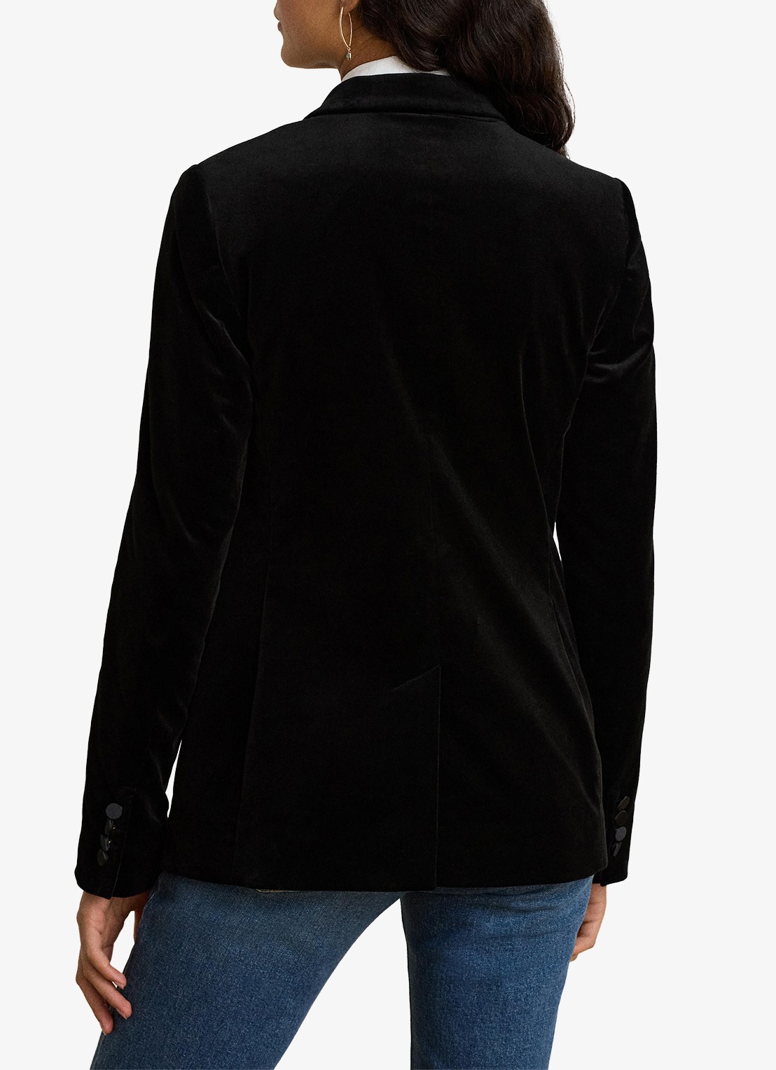 Ralph Lauren Blazer van fluweel met klepzakken - achterkant 3 black velvet / zwart