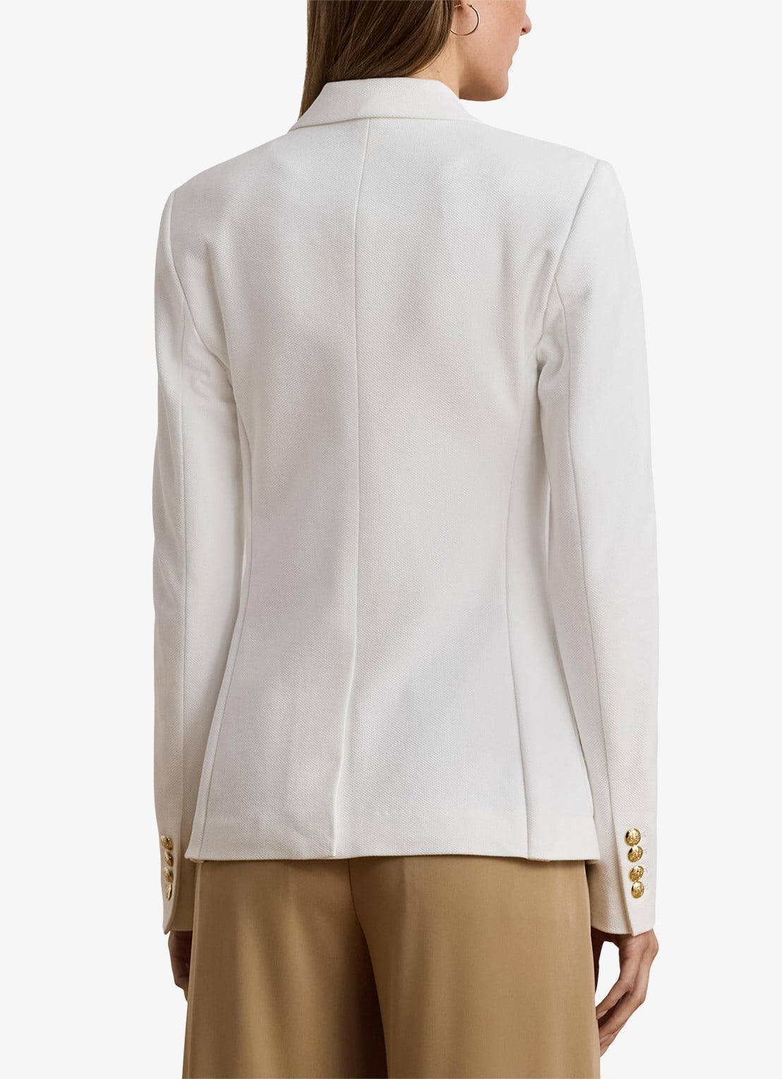 Ralph Lauren Blazer van piqué katoen met metallic logoborduring - achterkant 6 white / wit