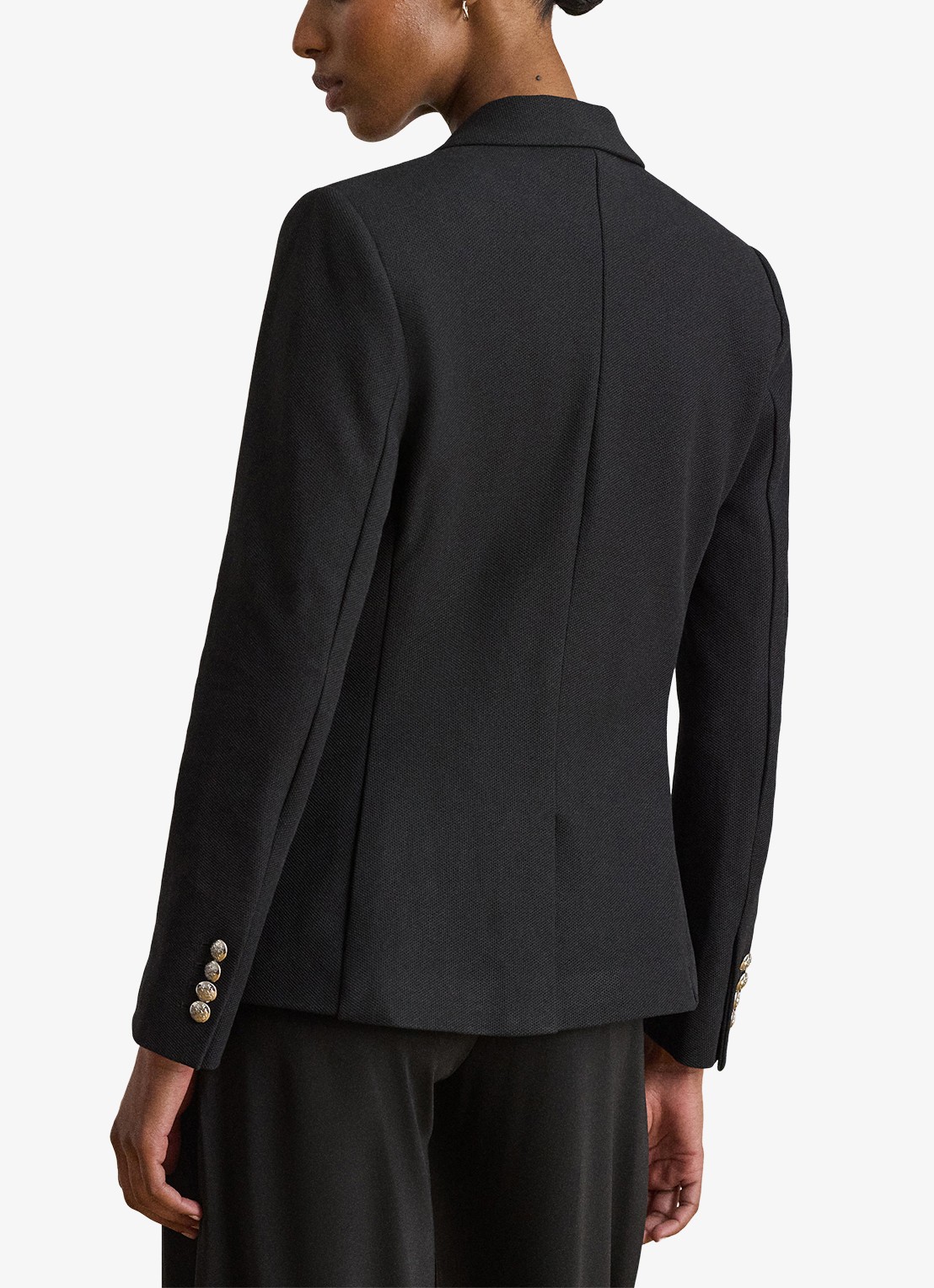 Ralph Lauren Blazer van piqué katoen met metallic logoborduring - achterkant polo black / zwart