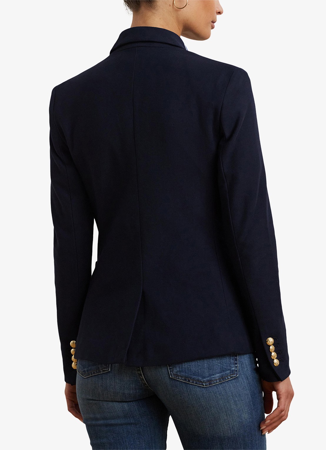 Ralph Lauren Blazer van piqué katoen met metallic logoborduring - achterkant 5 lauren navy / blauw