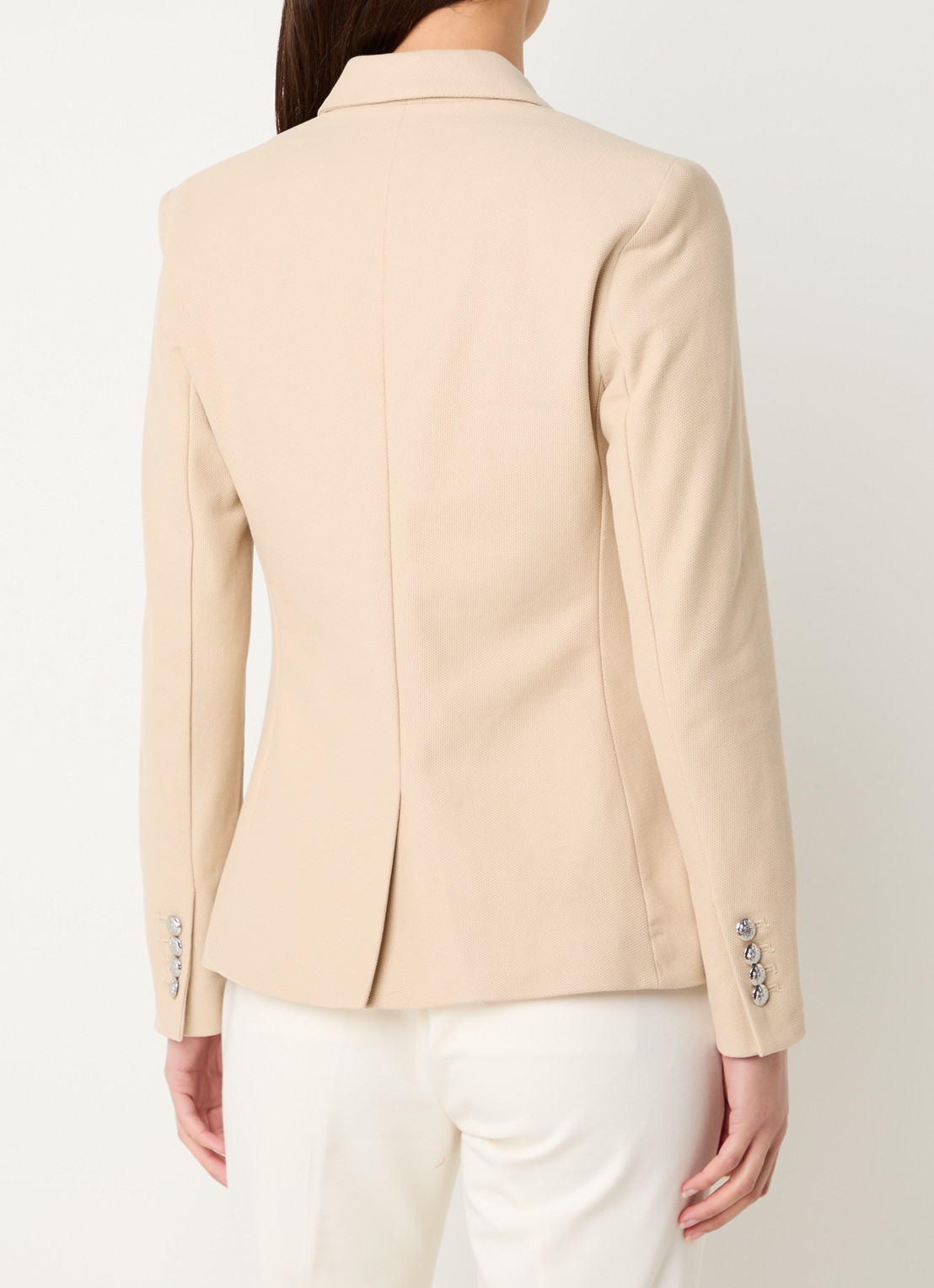 Ralph Lauren Blazer van piqué katoen met metallic logoborduring - achterkant 2 explore sand / beige