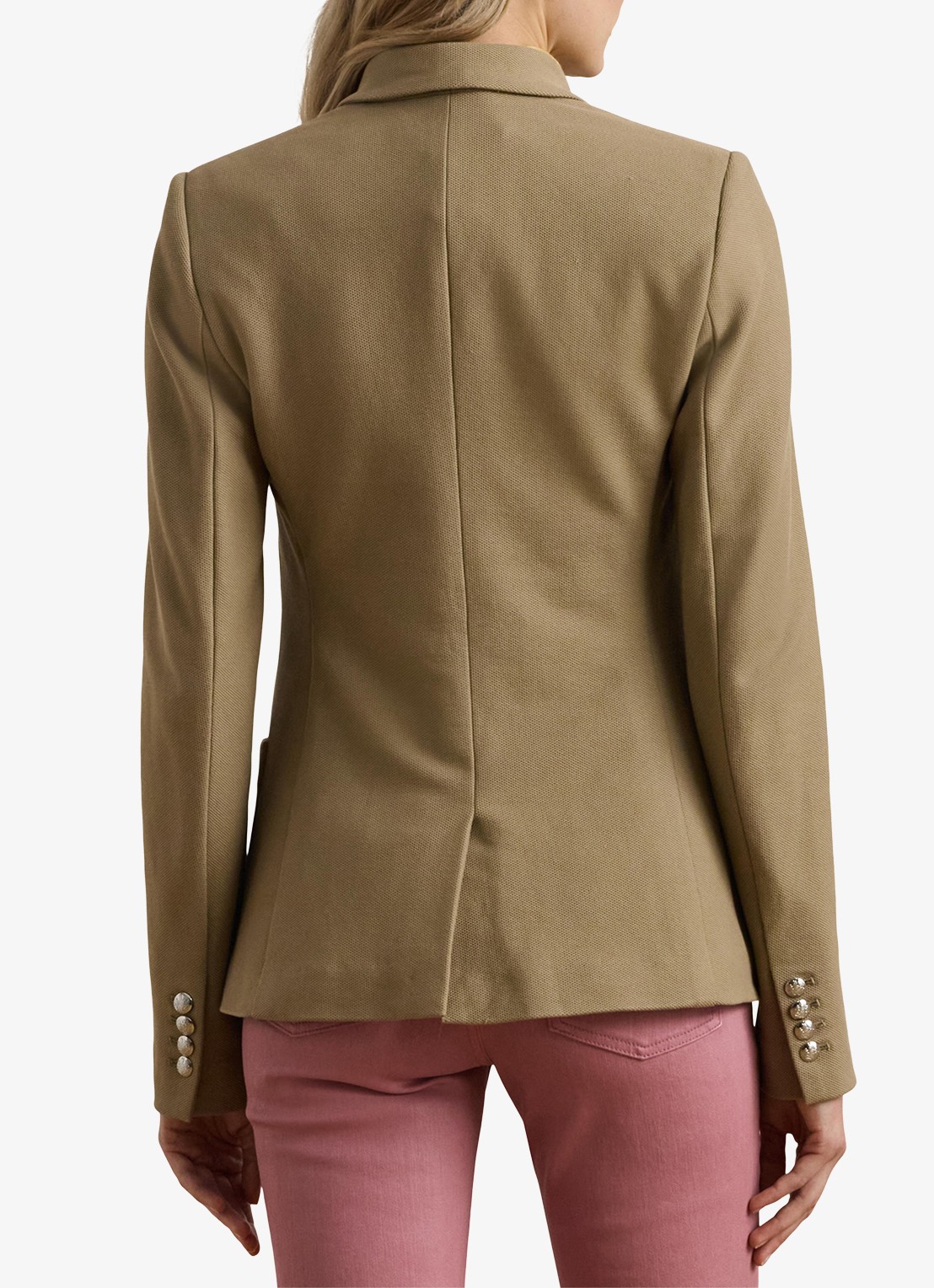 Ralph Lauren Blazer van piqué katoen met metallic logoborduring - achterkant 5 madison tan / beige