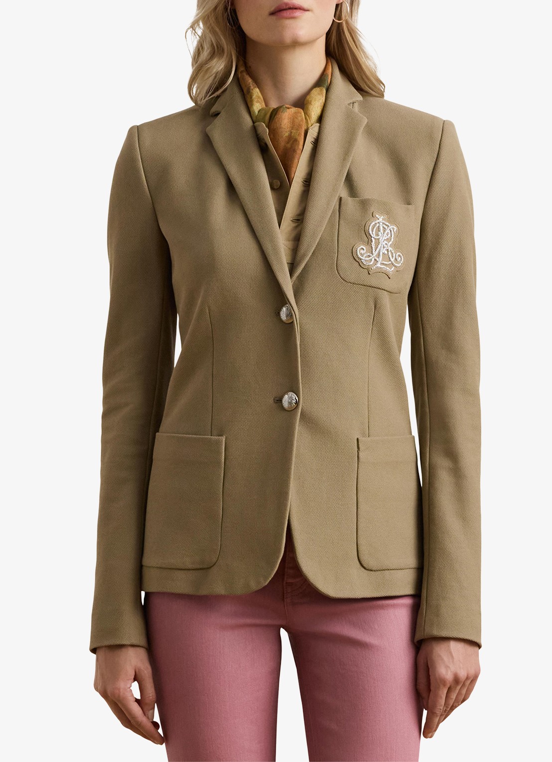 Ralph Lauren Blazer van piqué katoen met metallic logoborduring - detail 3 madison tan / beige