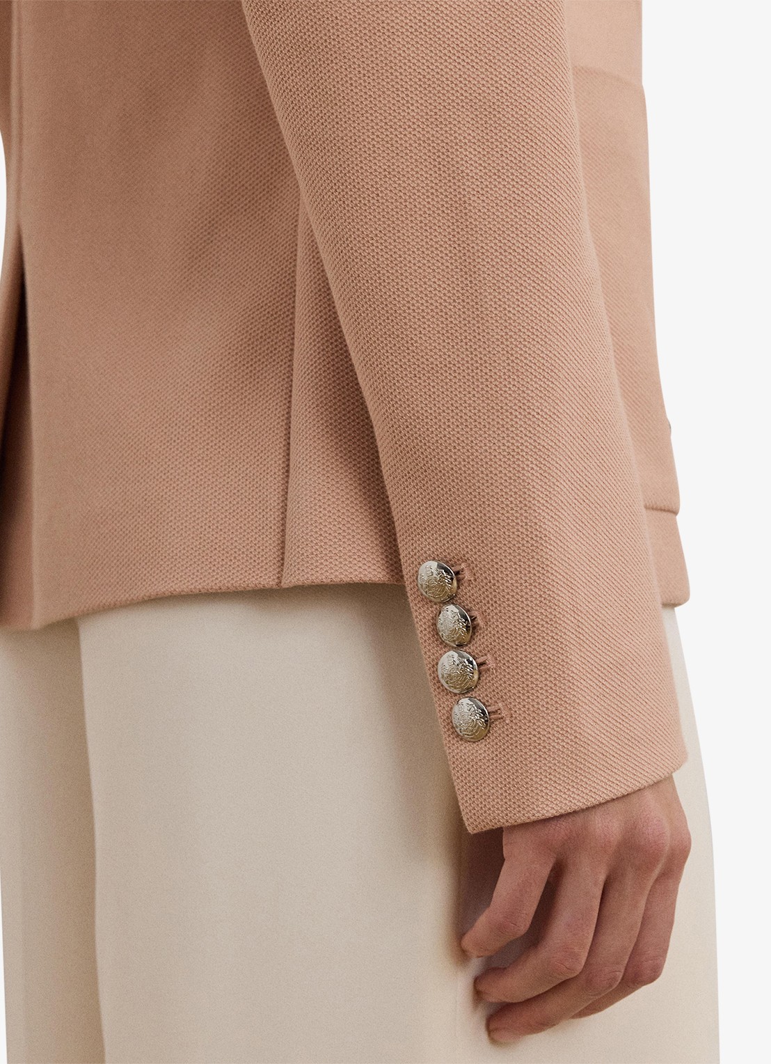 Ralph Lauren Blazer van piqué katoen met metallic logoborduring - detail 3 sunrise blush / roze