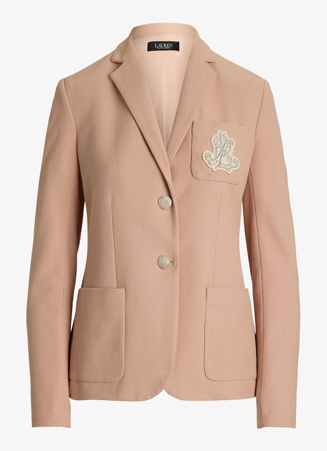 Ralph Lauren Blazer van piqué katoen met metallic logoborduring - voorkant 4 sunrise blush / roze