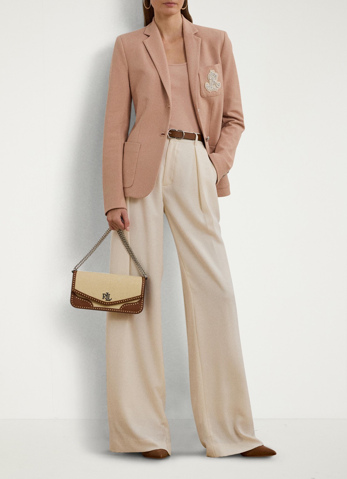 Ralph Lauren Blazer van piqué katoen met metallic logoborduring - voorkant 5 sunrise blush / roze