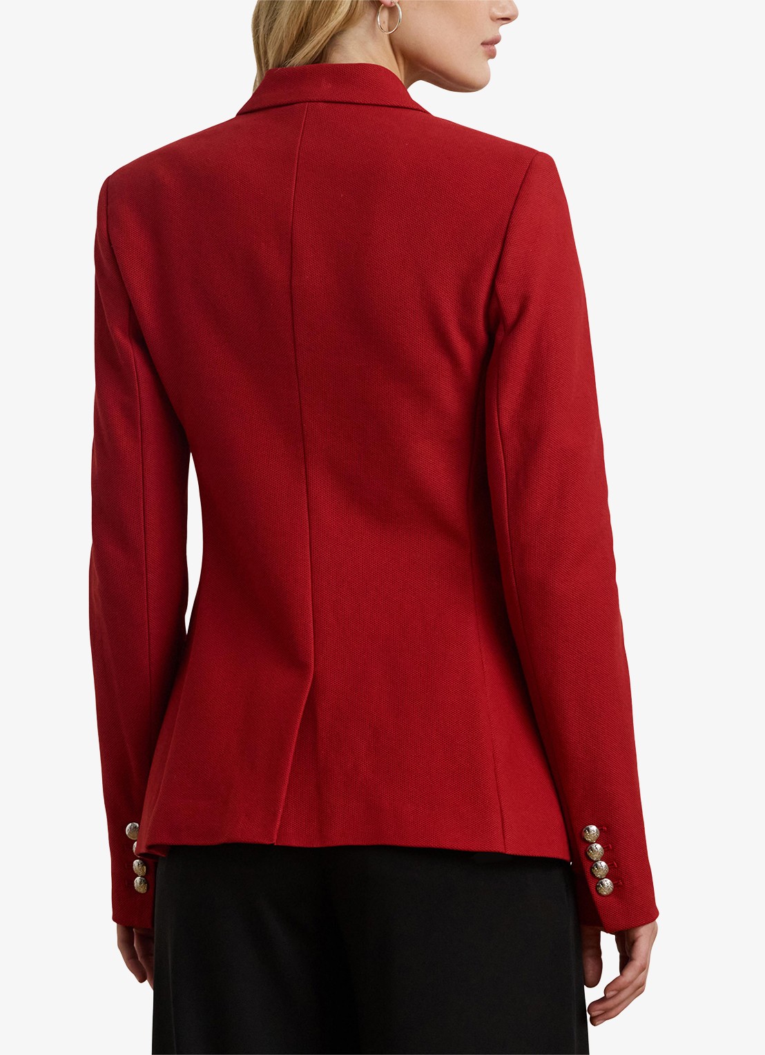 Ralph Lauren Blazer van piqué katoen met metallic logoborduring - achterkant 5 madison red / rood