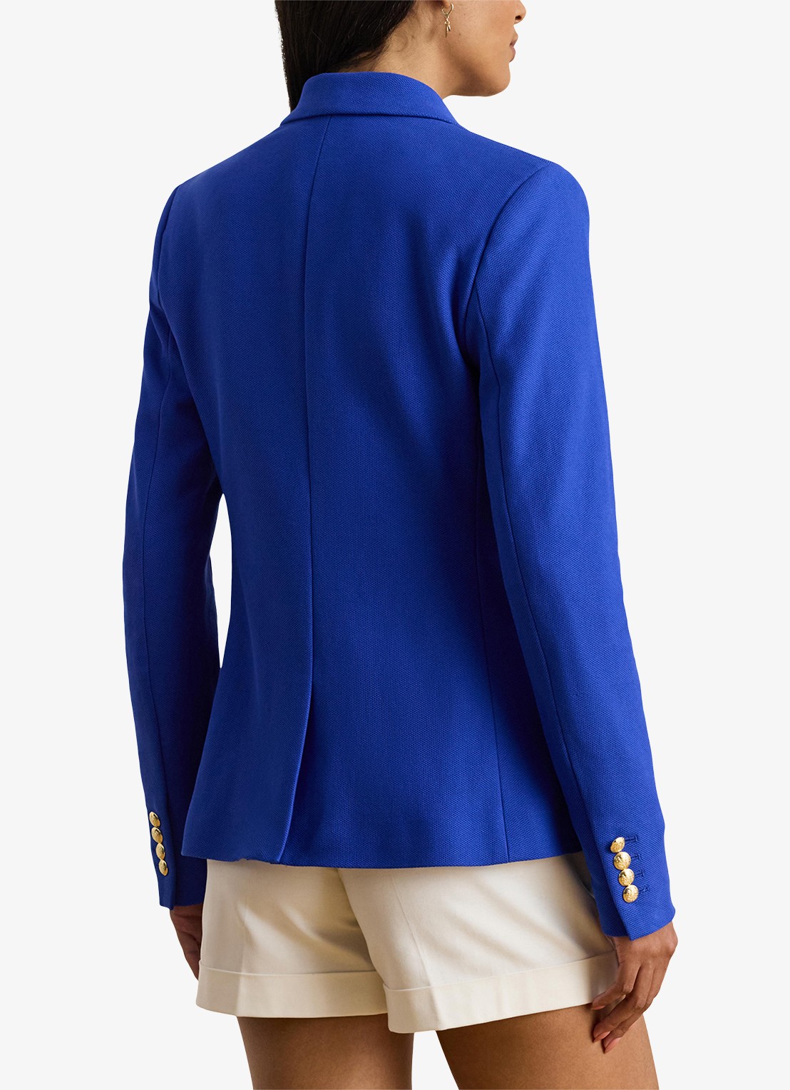 Ralph Lauren Blazer van piqué katoen met metallic logoborduring - achterkant cruise royal / blauw
