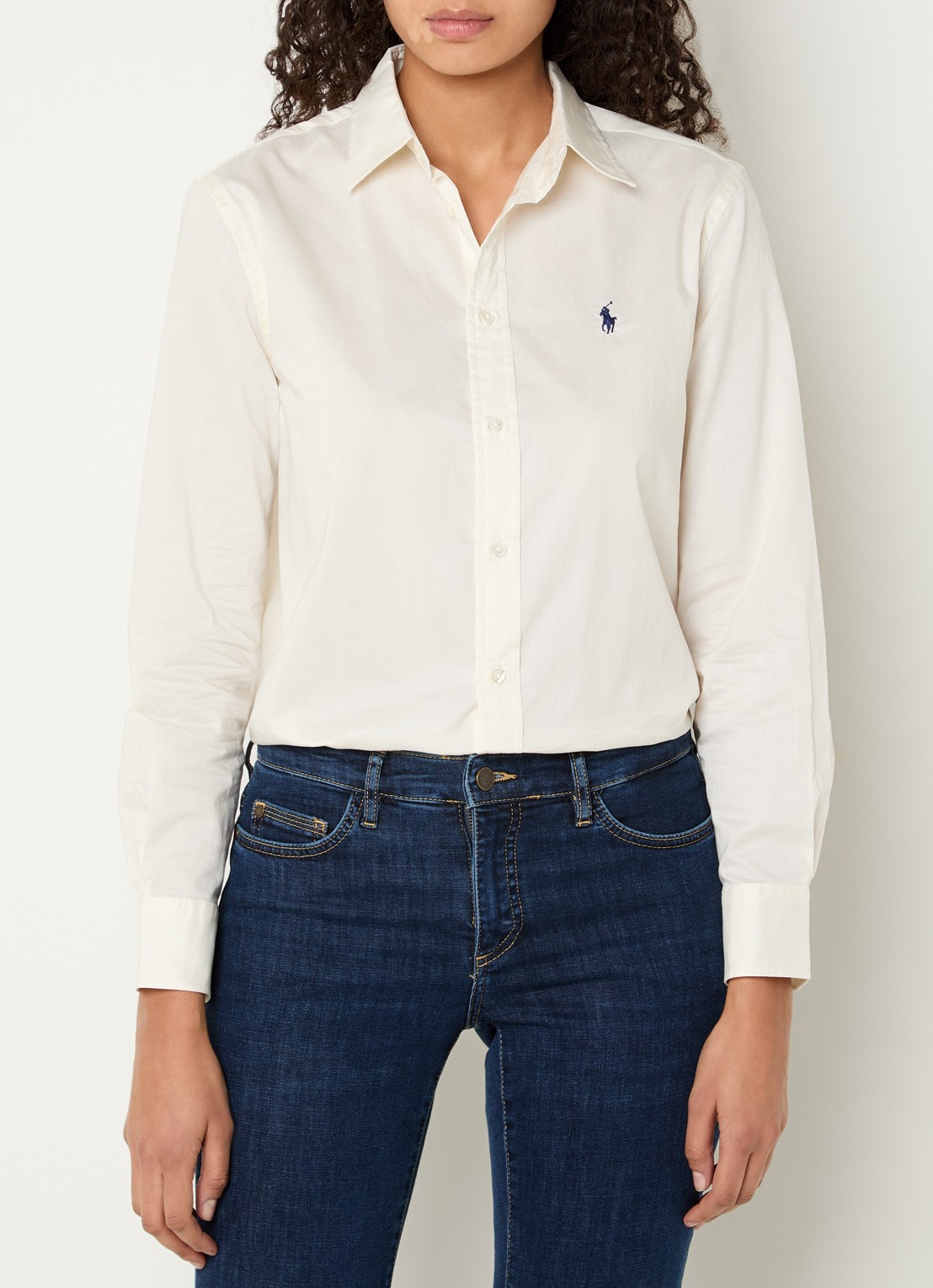 Ralph Lauren Blouse in linnenblend met streepprint - detail 4 gebroken wit
