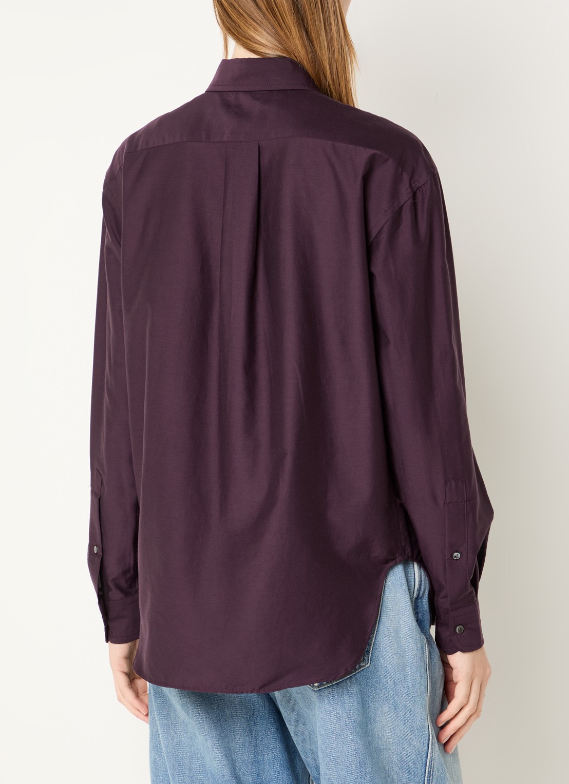Ralph Lauren Blouse in zijdeblend met logoborduring - achterkant 3 aubergine