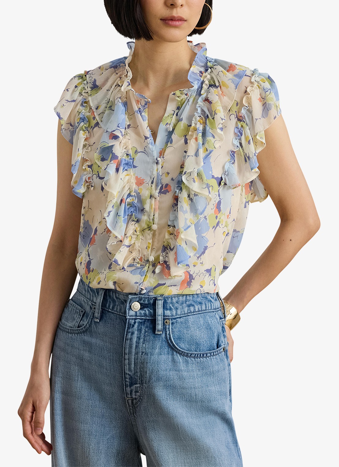 Ralph Lauren Blouse met bloemenprint en ruches - detail 4 blue multi-2wmg