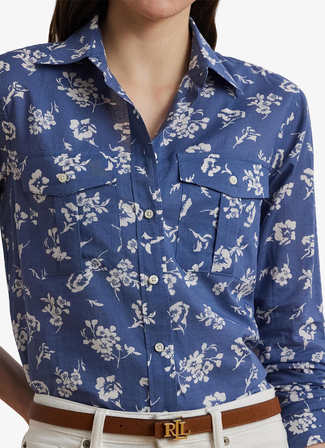 Ralph Lauren Blouse met borstzakken en print - detail 2 blauw