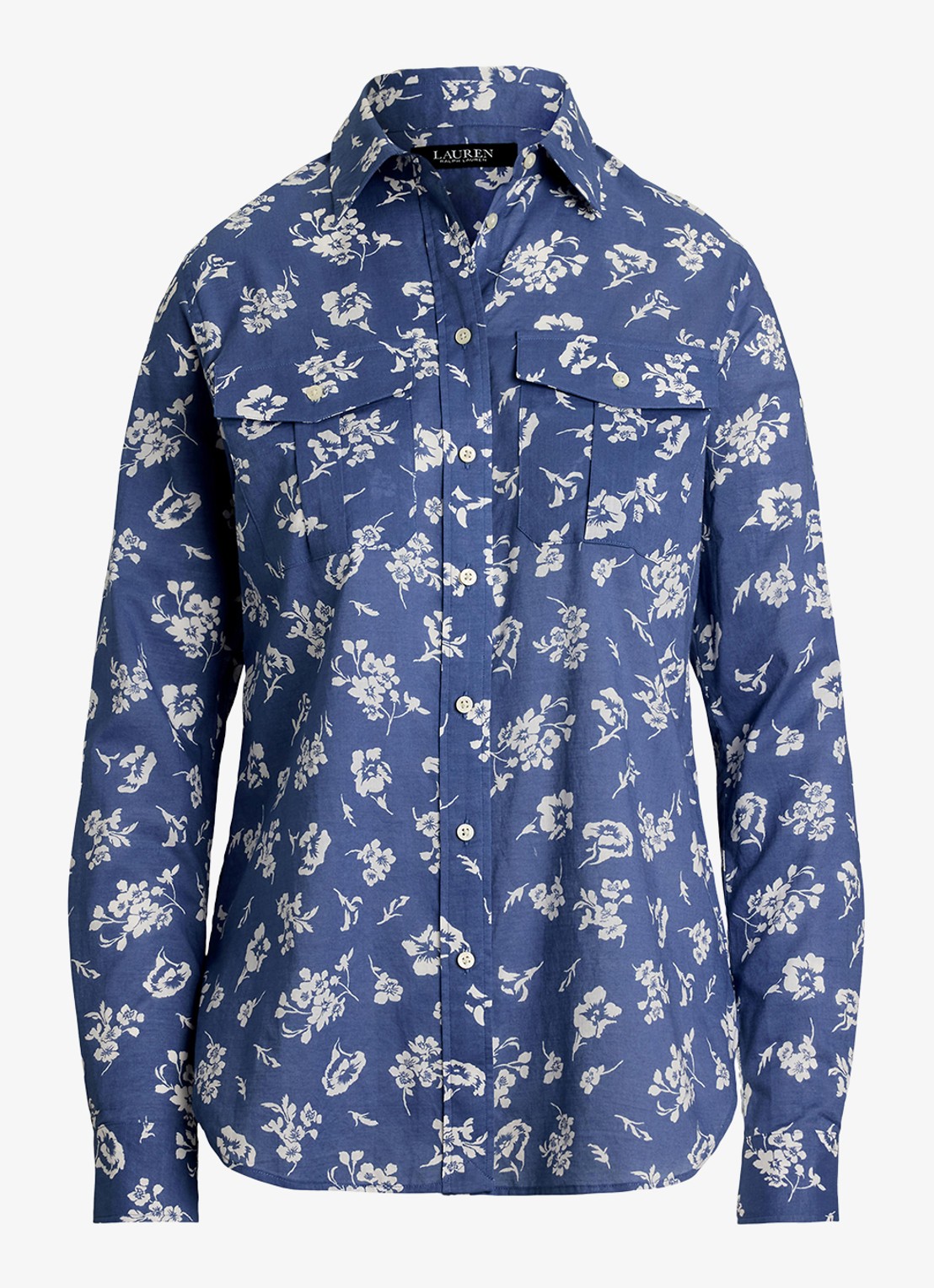 Ralph Lauren Blouse met borstzakken en print - voorkant 3 blauw