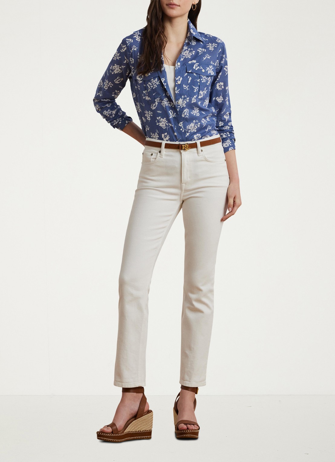 Ralph Lauren Blouse met borstzakken en print - voorkant 4 blauw