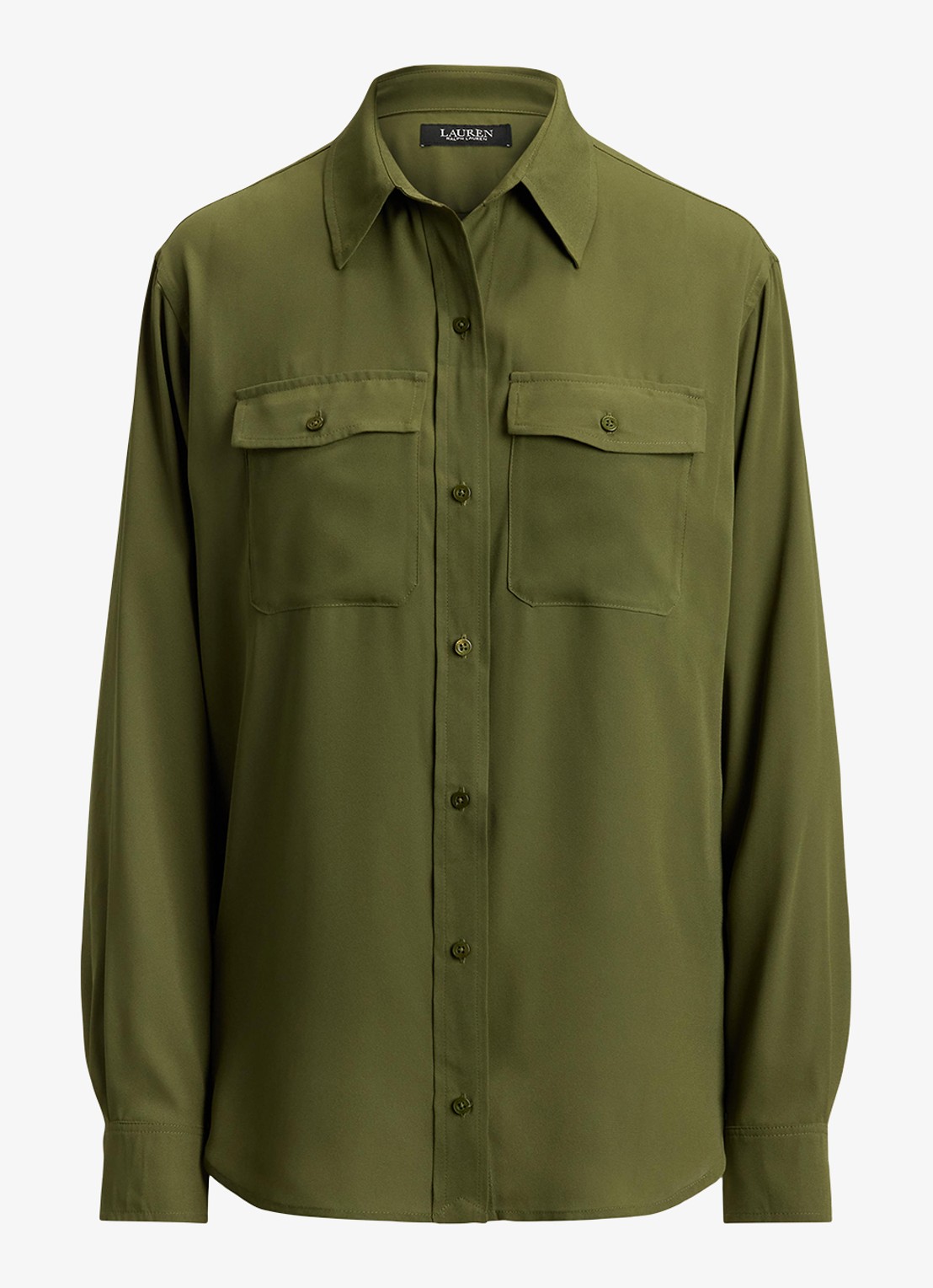 Ralph Lauren Blouse met borstzakken - voorkant 2 olive grove / groen