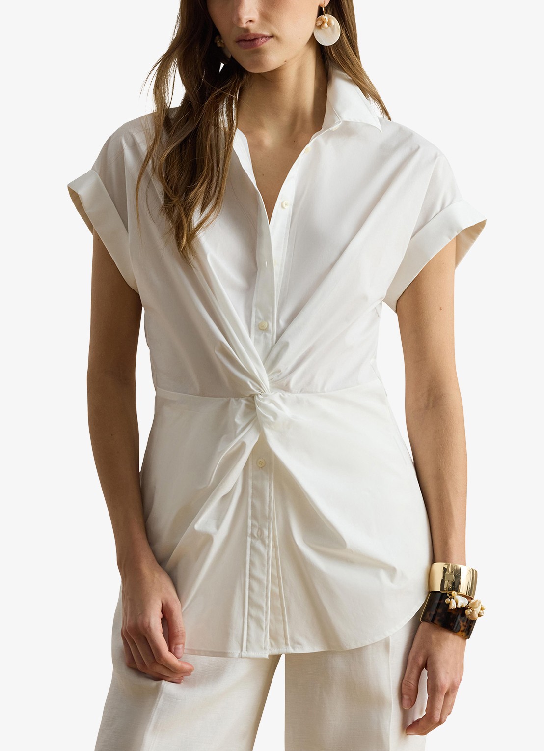 Ralph Lauren Blouse met geknoopt detail - detail 4 wit