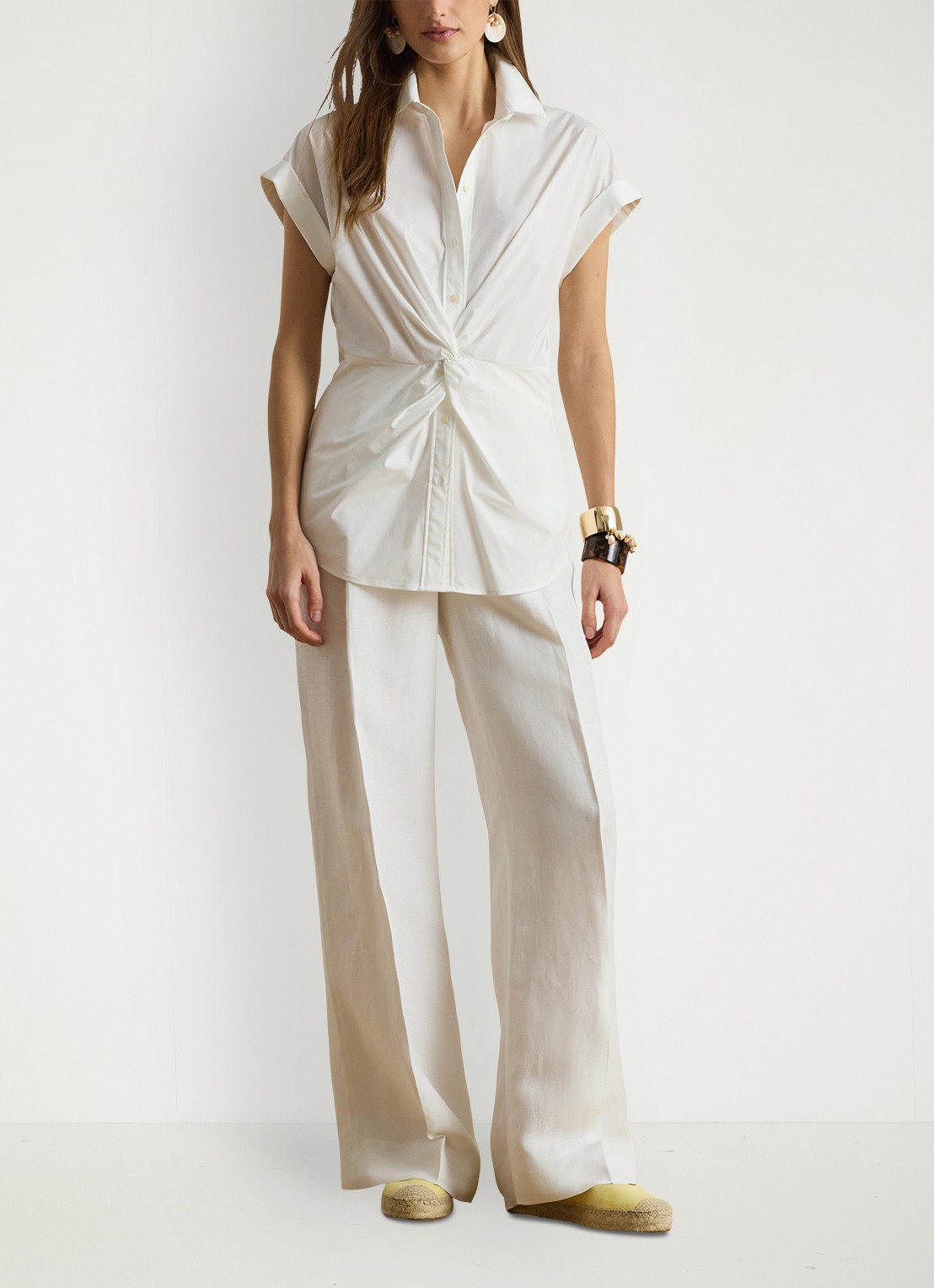 Ralph Lauren Blouse met geknoopt detail - voorkant 3 wit