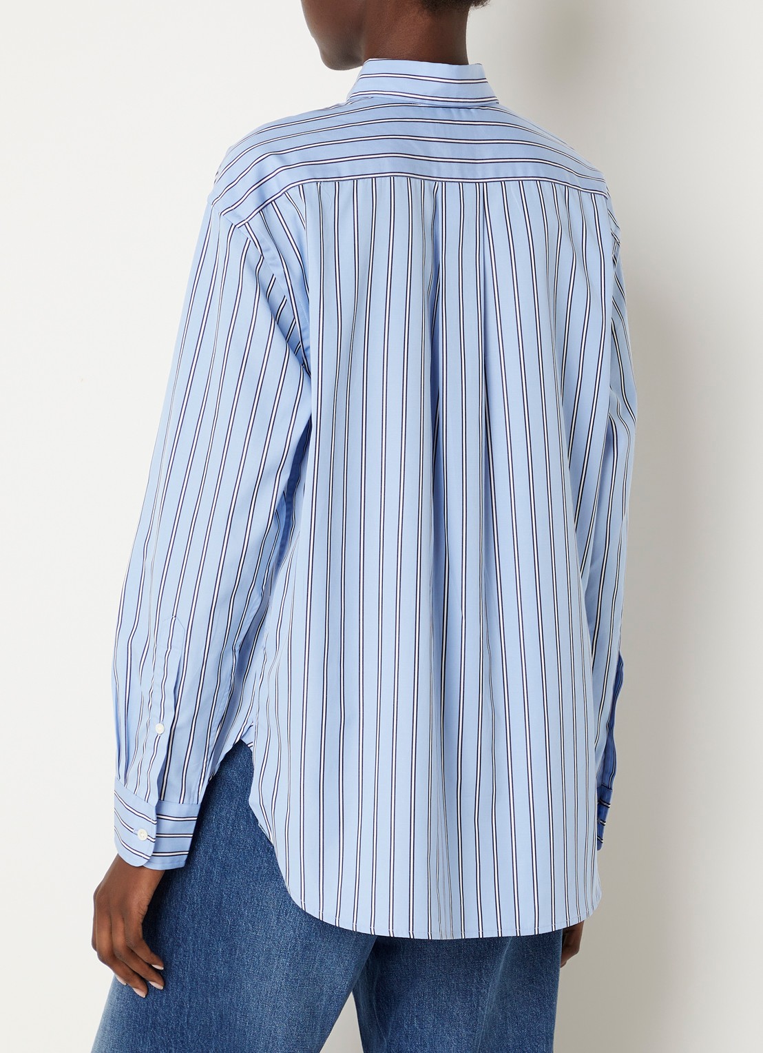 Ralph Lauren Blouse met logo en streepprint - achterkant 4 staalblauw