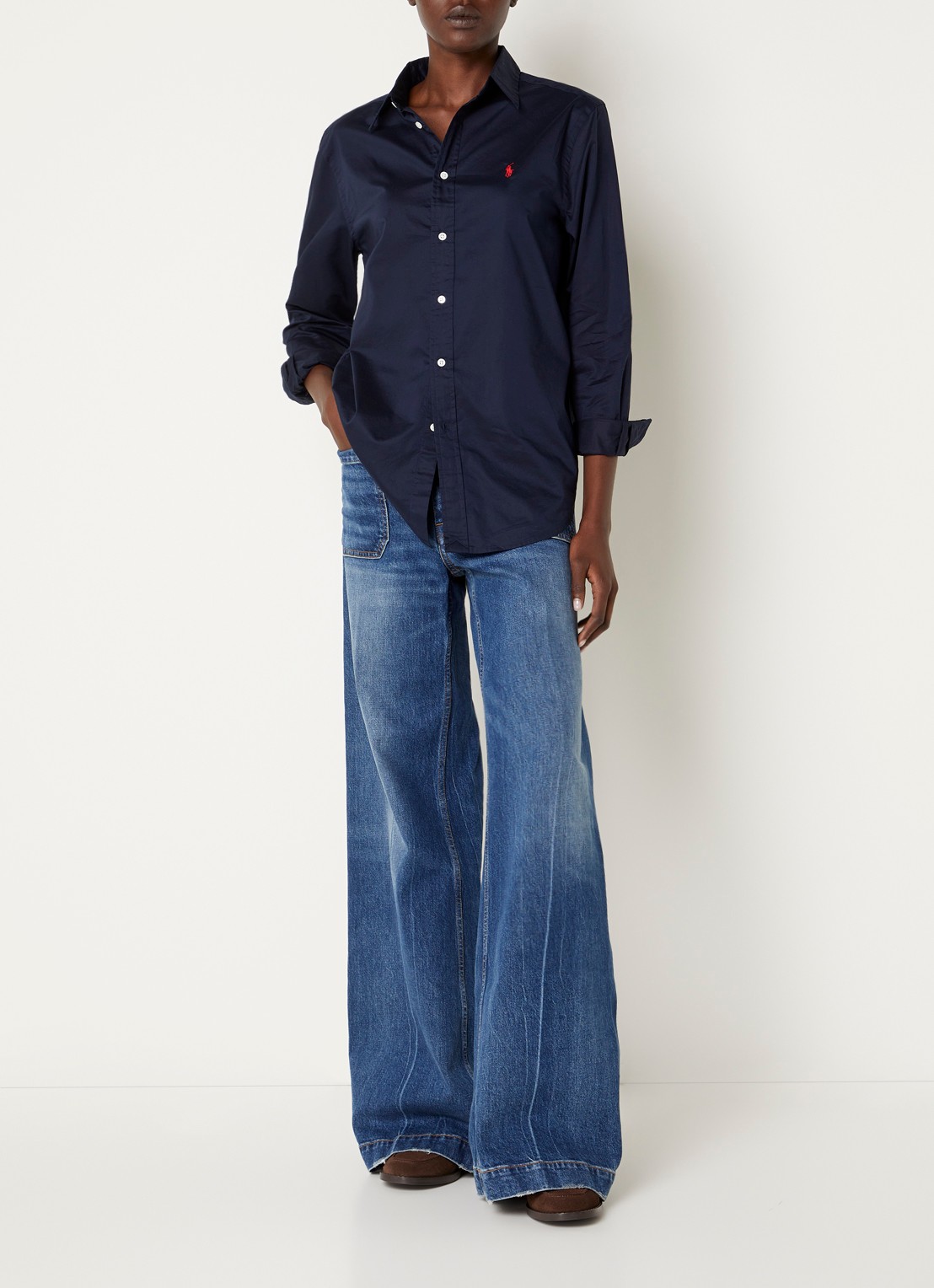 Ralph Lauren Blouse met logo - voorkant 3 donkerblauw