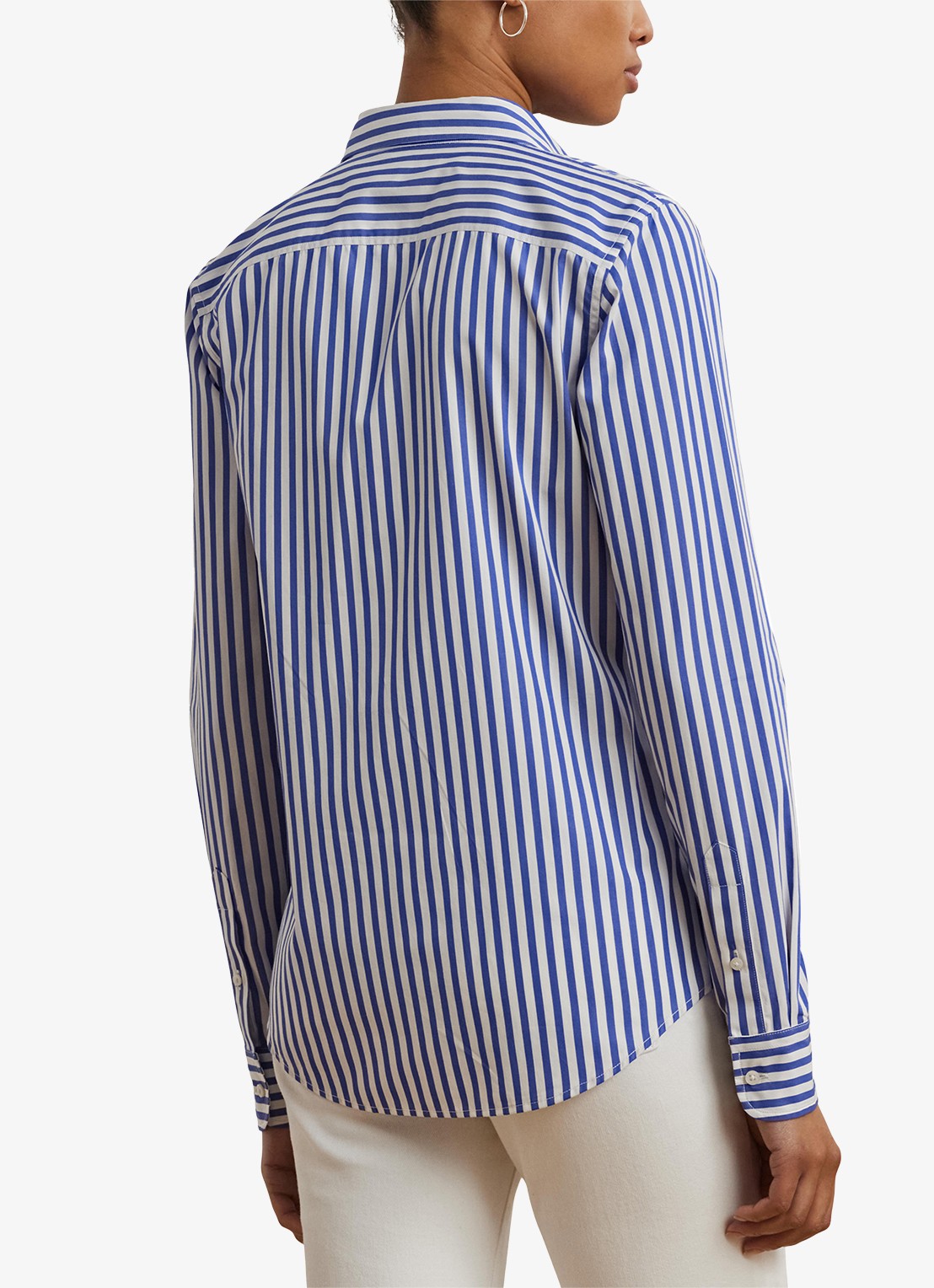 Ralph Lauren Blouse met logoborduring en streepprint - achterkant 5 blauw