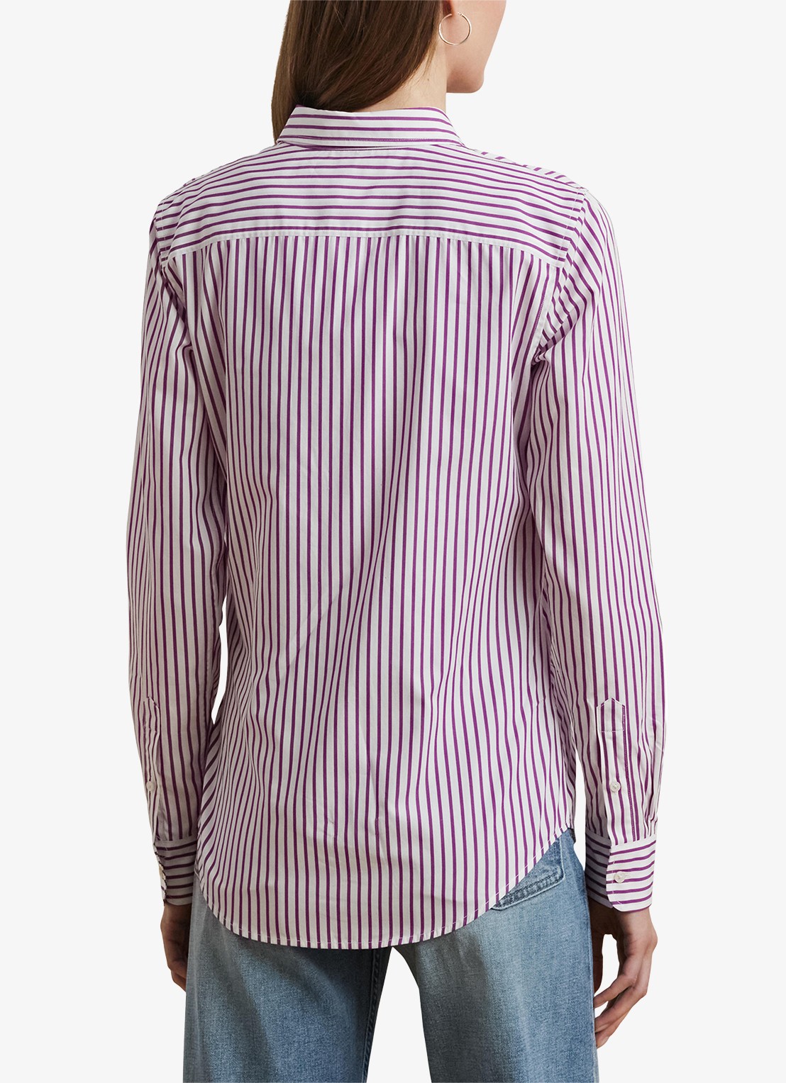 Ralph Lauren Blouse met logoborduring en streepprint - achterkant 5 paars