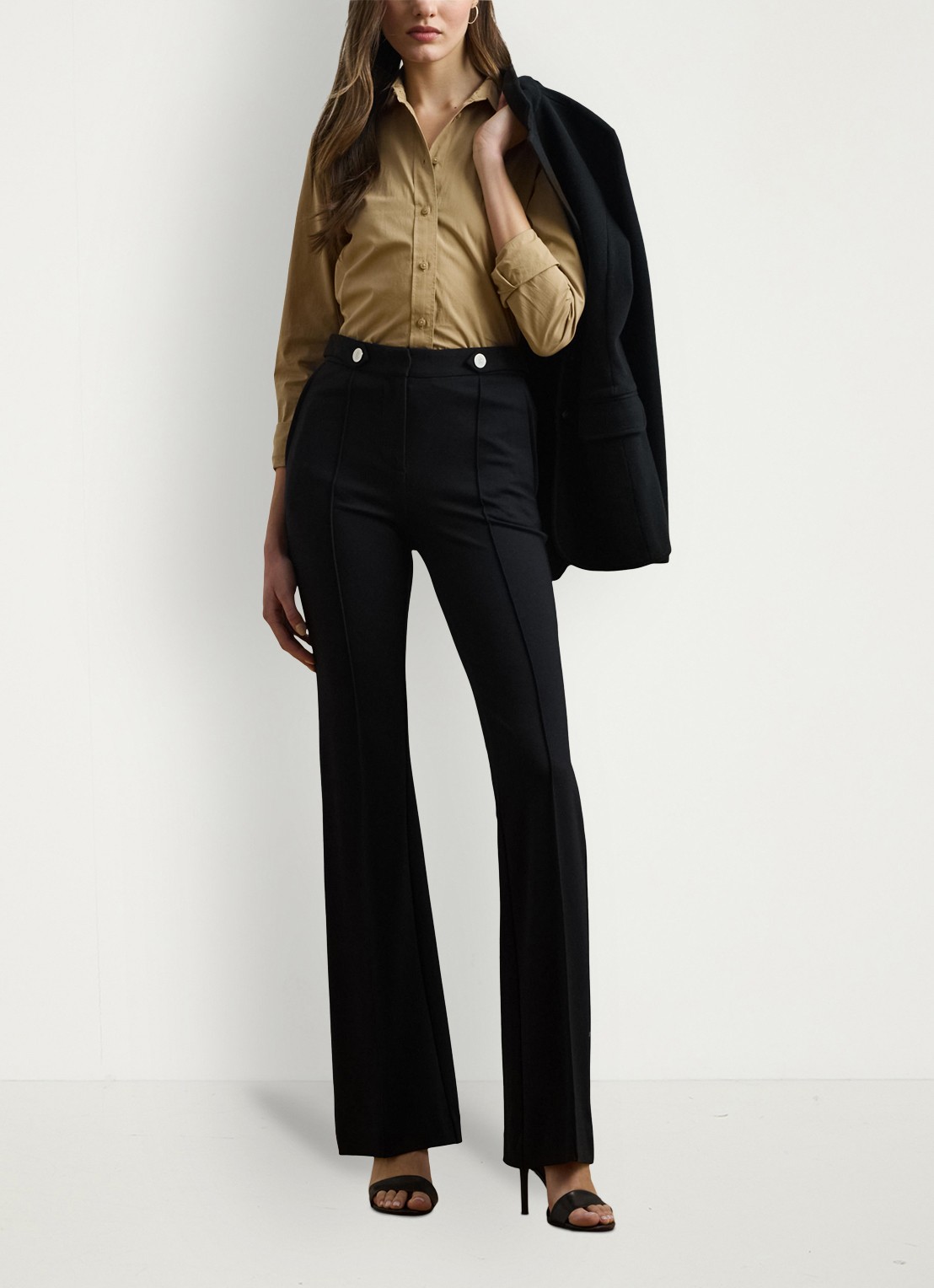 Ralph Lauren Blouse met logoborduring - voorkant 2 birch tan / beige