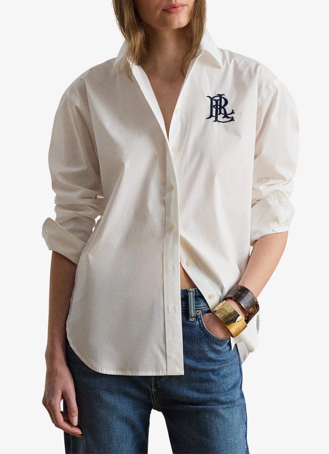 Ralph Lauren Blouse met logoborduring - detail wit