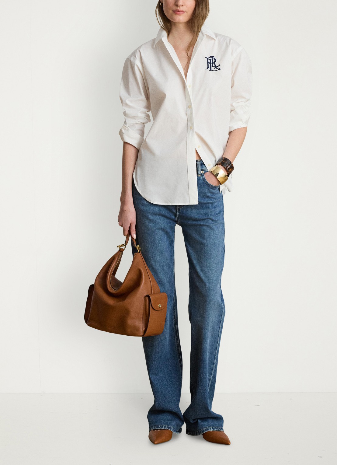 Ralph Lauren Blouse met logoborduring - voorkant 5 wit