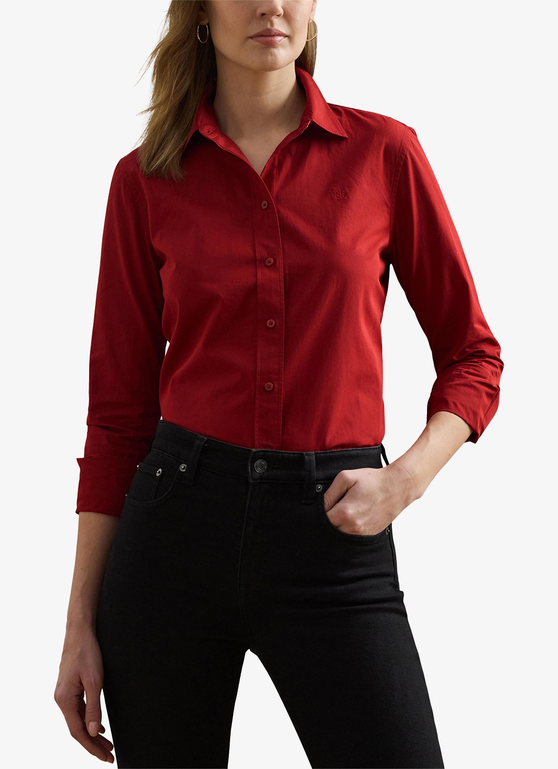 Ralph Lauren Blouse met logoborduring - detail madison red / rood