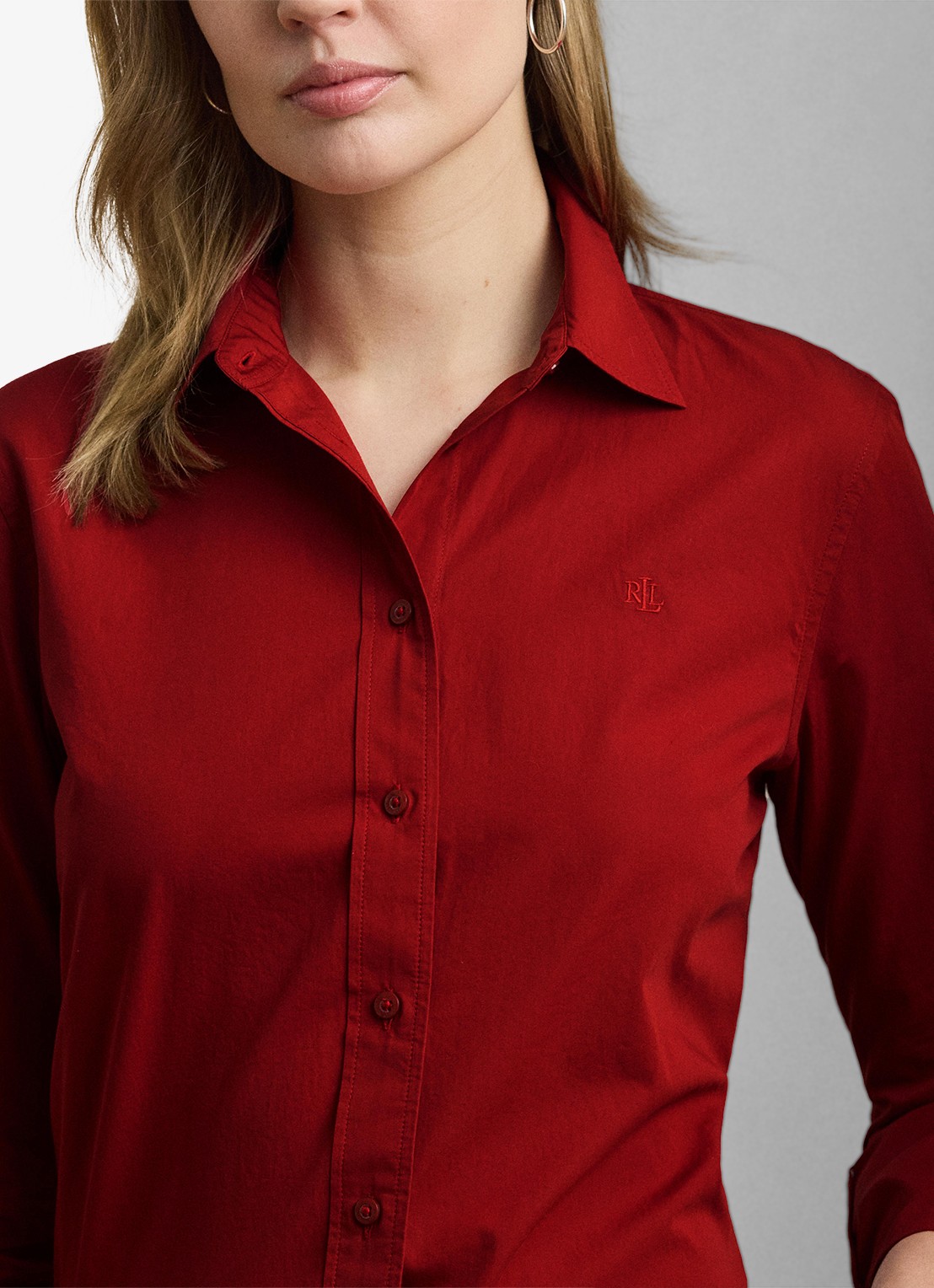 Ralph Lauren Blouse met logoborduring - detail 2 madison red / rood