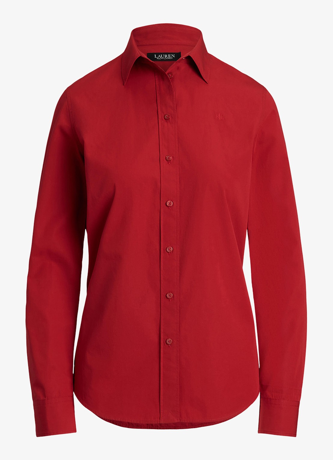 Ralph Lauren Blouse met logoborduring - voorkant 3 madison red / rood
