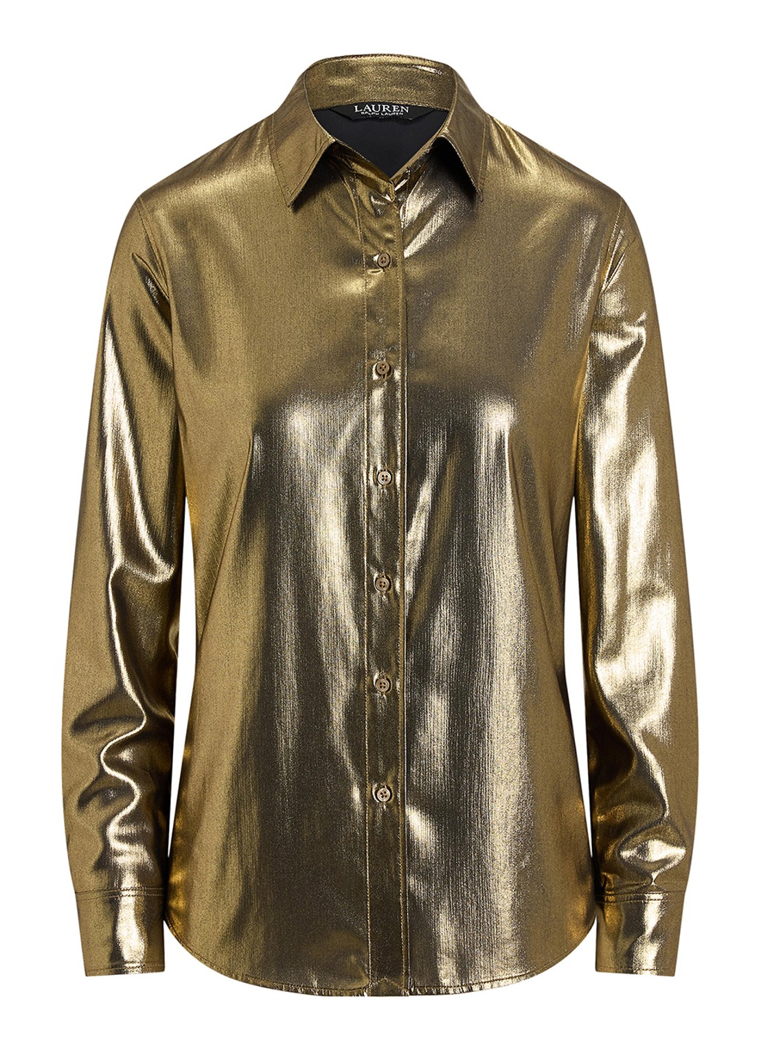 Ralph Lauren Blouse met metallic finish - voorkant 3 black/antique gold-3lap