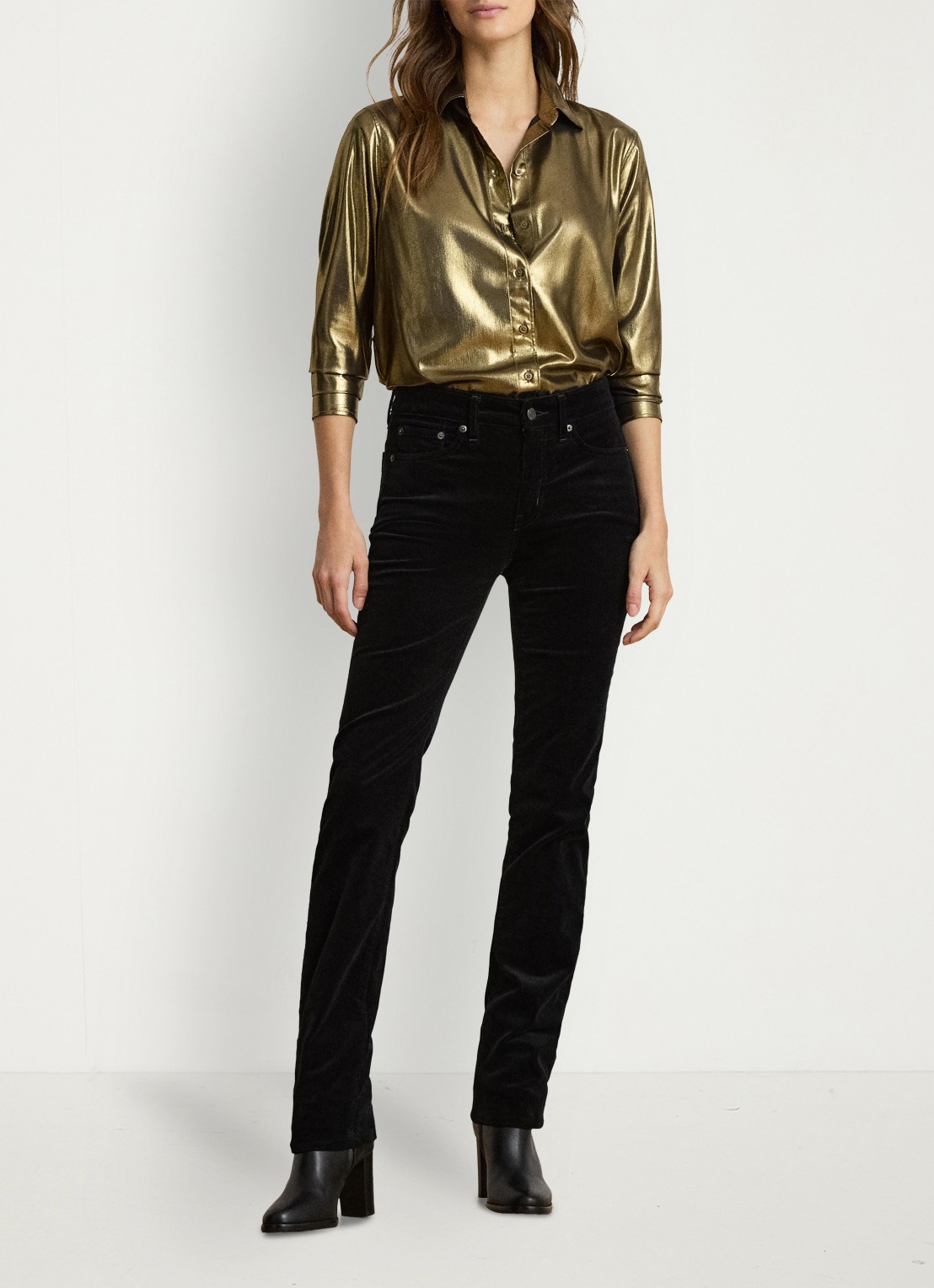 Ralph Lauren Blouse met metallic finish - voorkant 4 black/antique gold-3lap