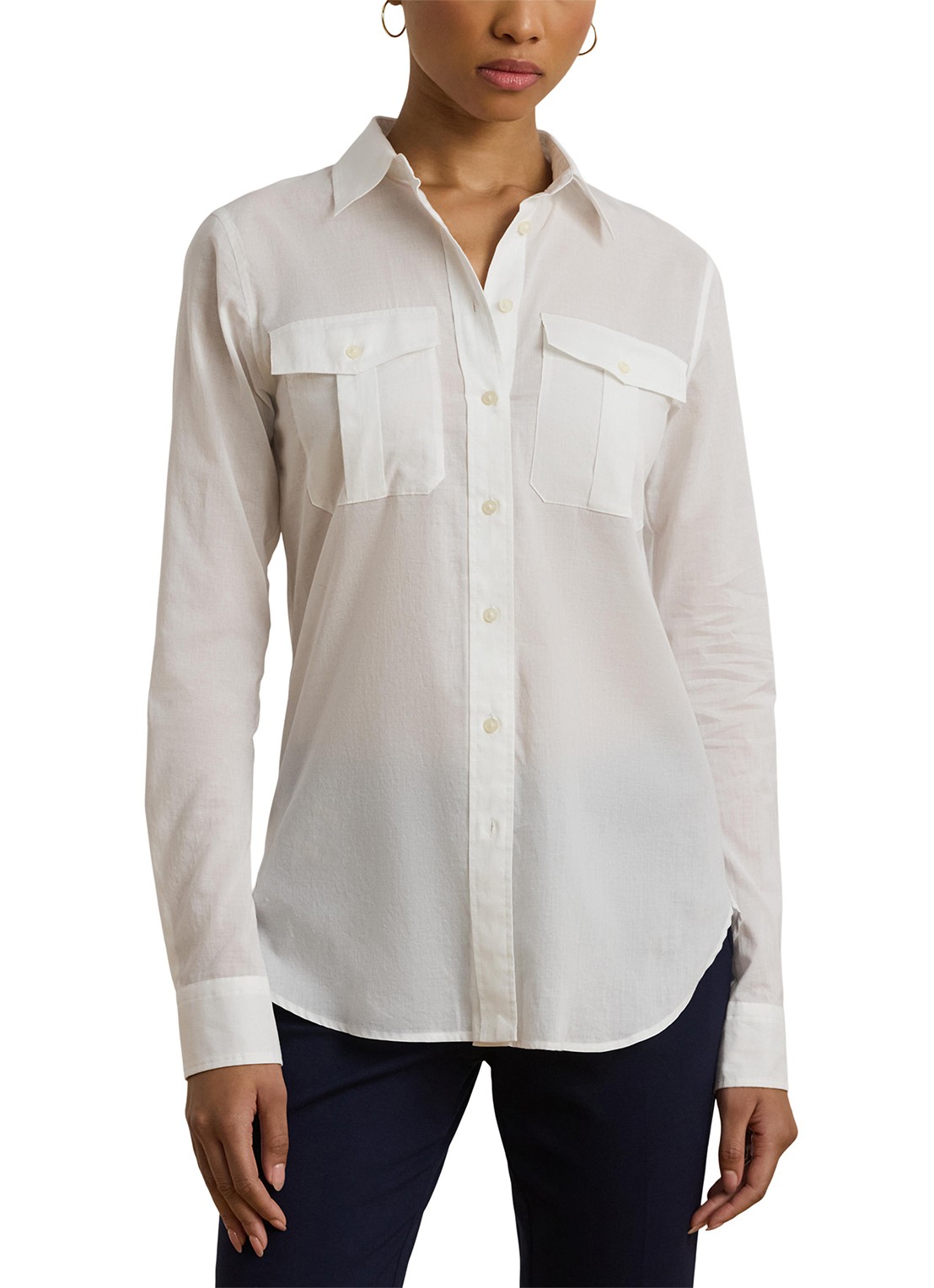 Ralph Lauren Blouse met opgestikte zakken - detail 3 wit