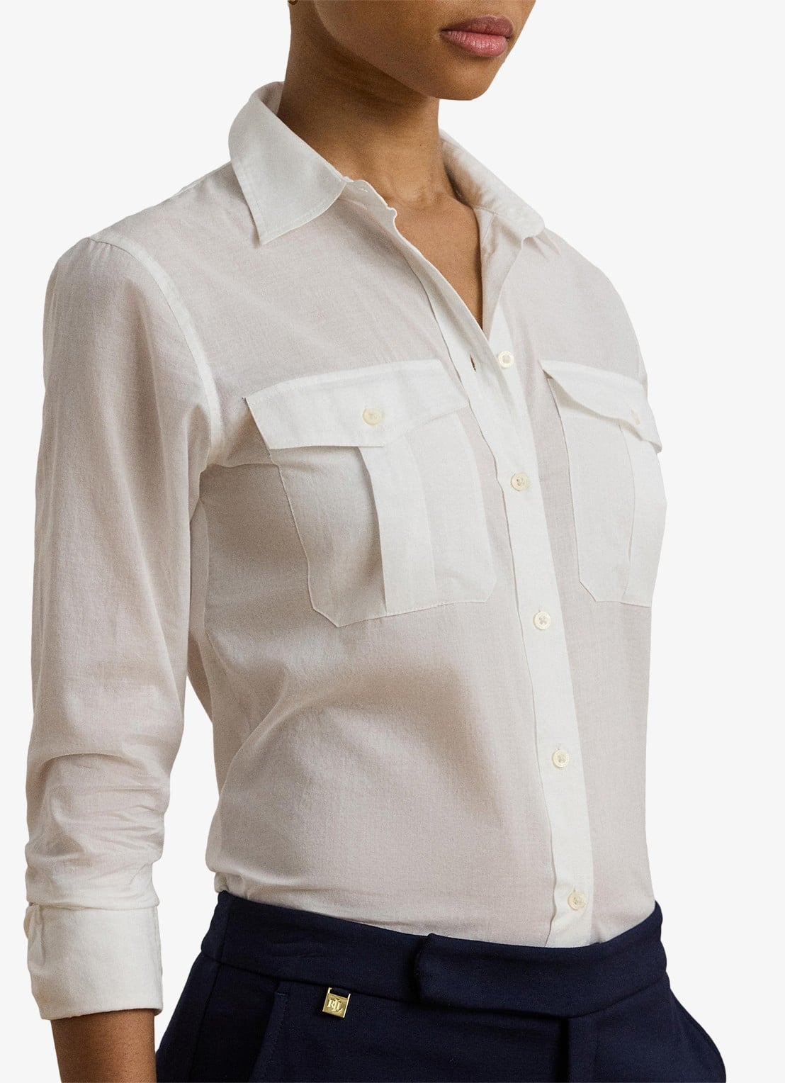 Ralph Lauren Blouse met opgestikte zakken - detail 4 wit