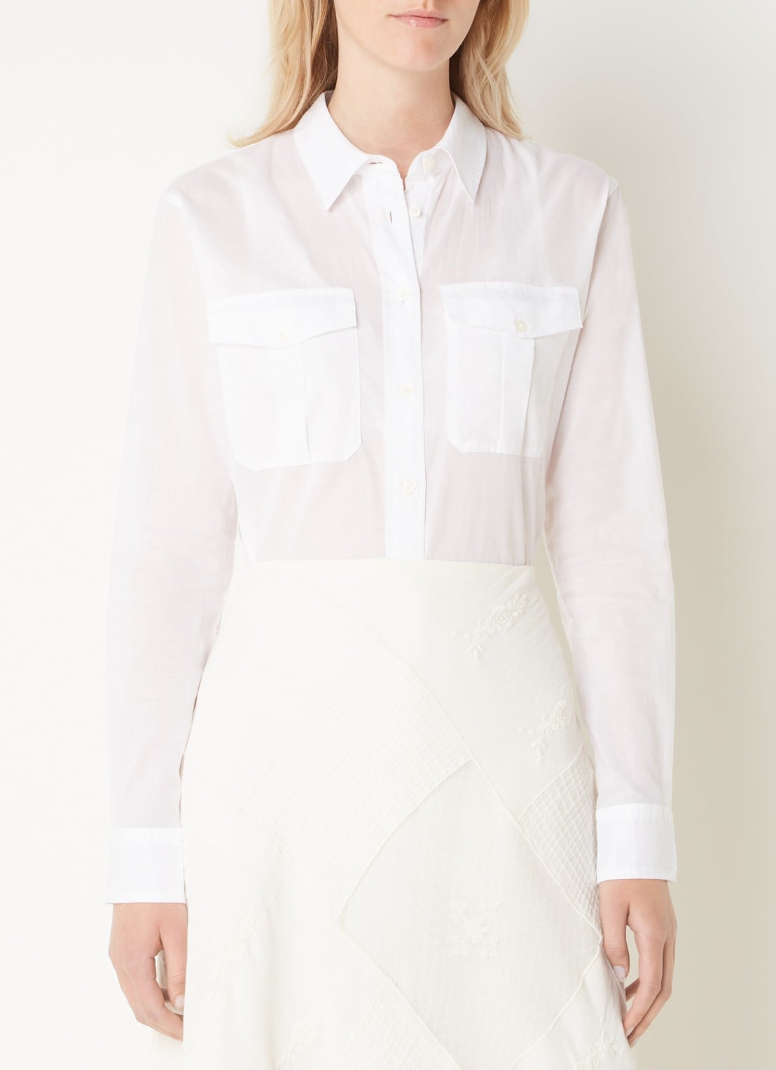 Ralph Lauren Blouse met opgestikte zakken - detail 5 wit