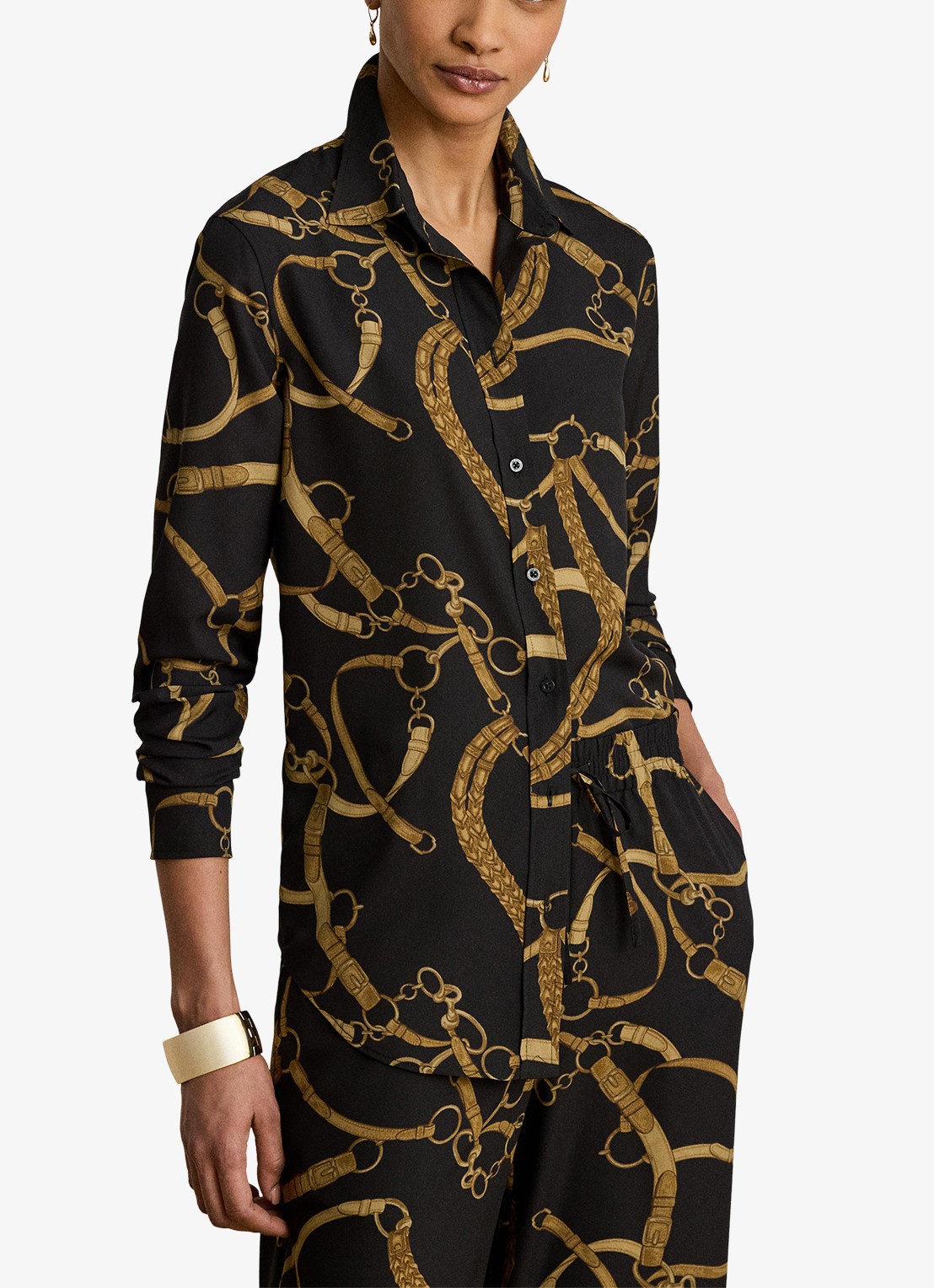 Ralph Lauren Blouse met print - detail 4 black/tan / zwart