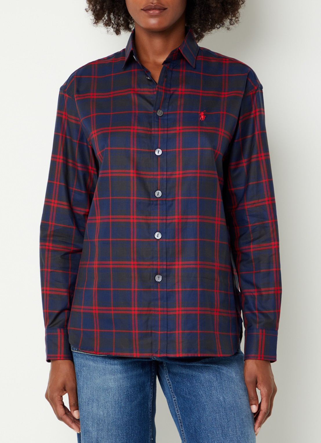 Ralph Lauren Blouse met ruitdessin - detail 3 rood
