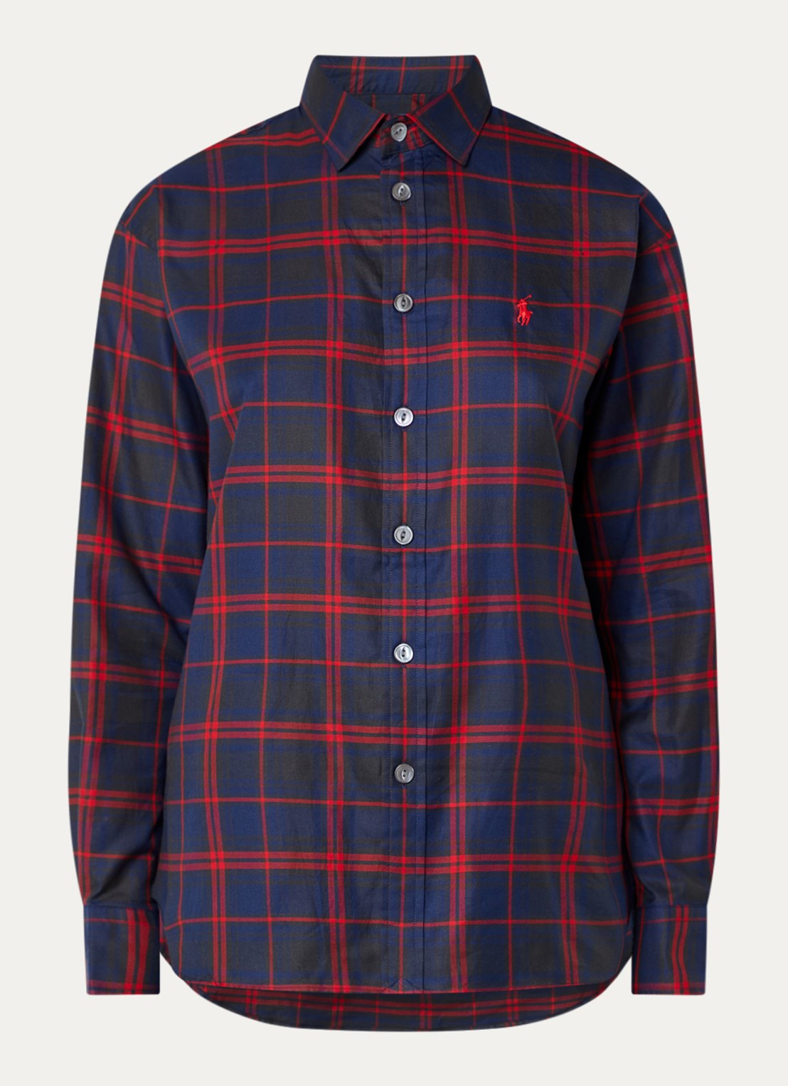 Ralph Lauren Blouse met ruitdessin - voorkant rood