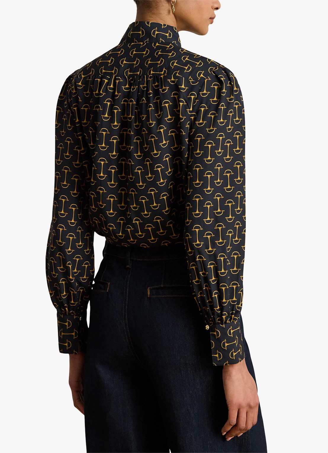 Ralph Lauren Blouse met sjaalkraag en grafische print - achterkant zwart